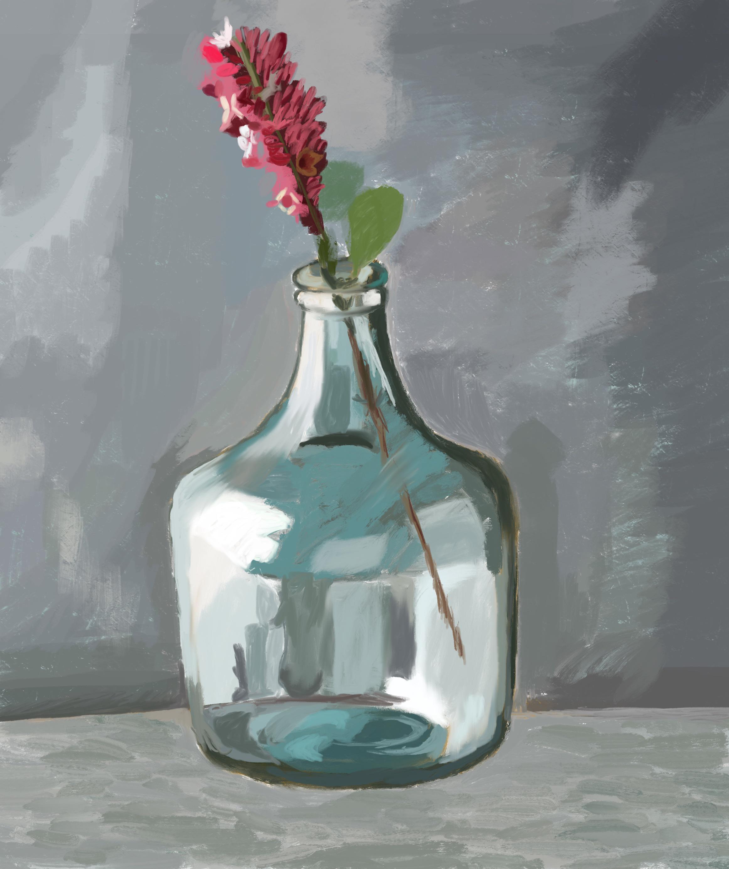 Flowers in glass vase still life, me, digital, 2021 r/Art