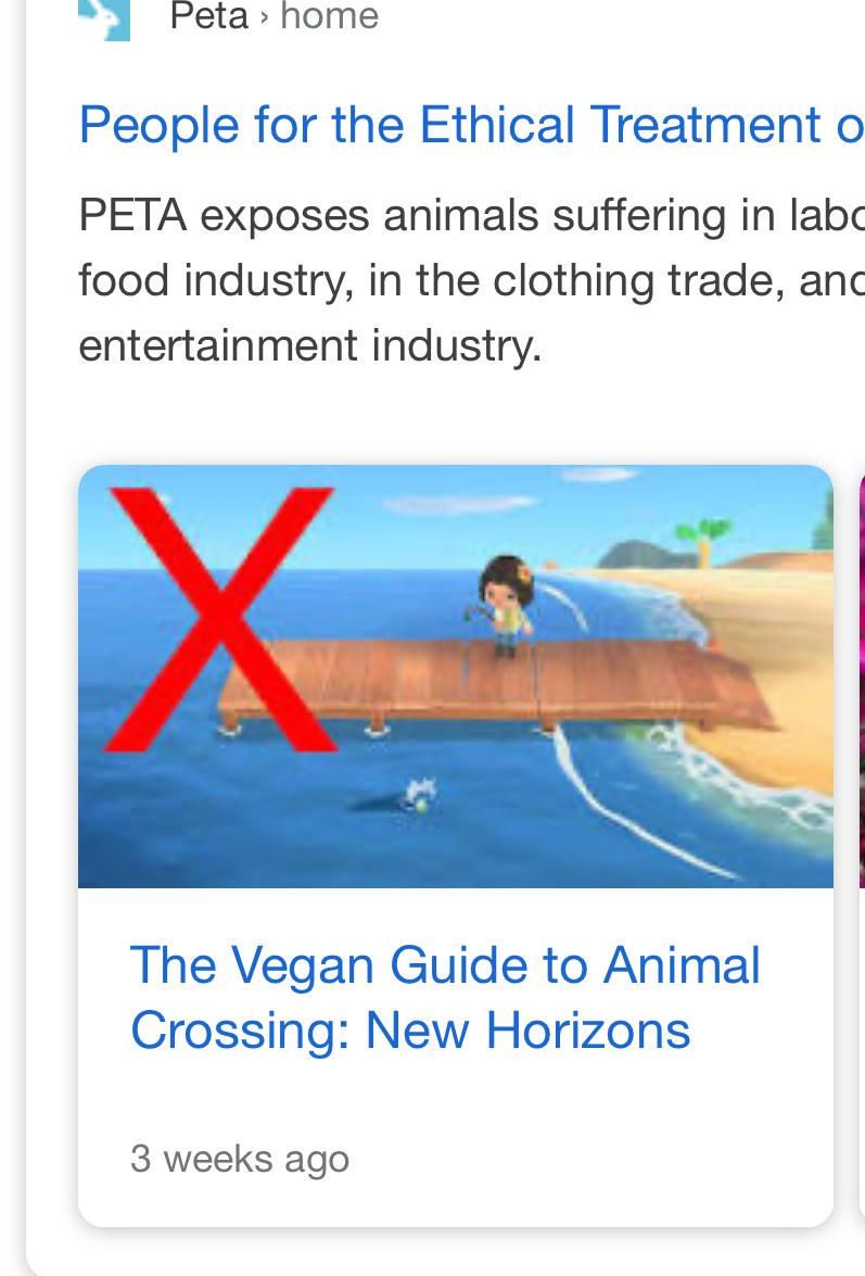 PETA made there own “vegan guide” to Animal Crossing New Horizons r