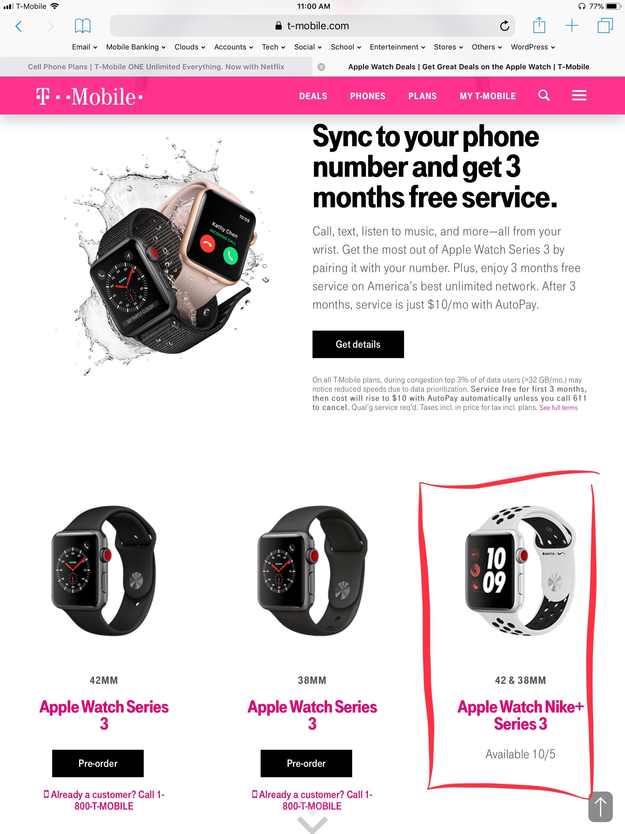 Apparently TMobile will indeed sell the Apple Watch Series 3 Nike+ but