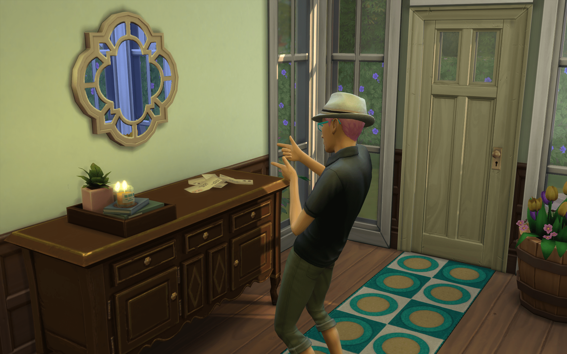 So this minor celeb knocked on my door. My sim went to greet him, but