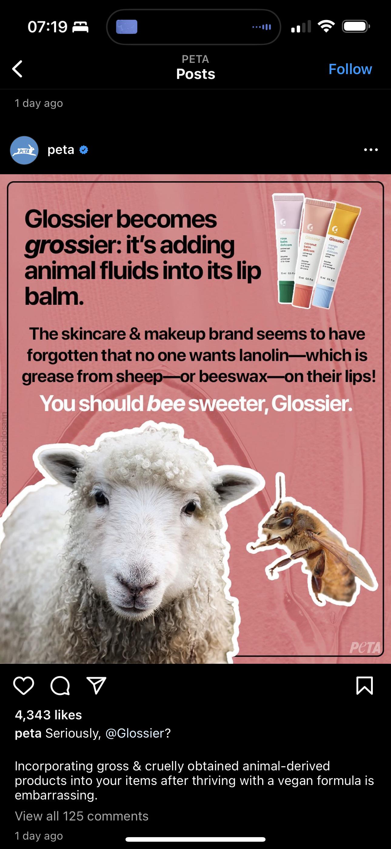 well, now we know why so many vegans are in the comments r/glossier