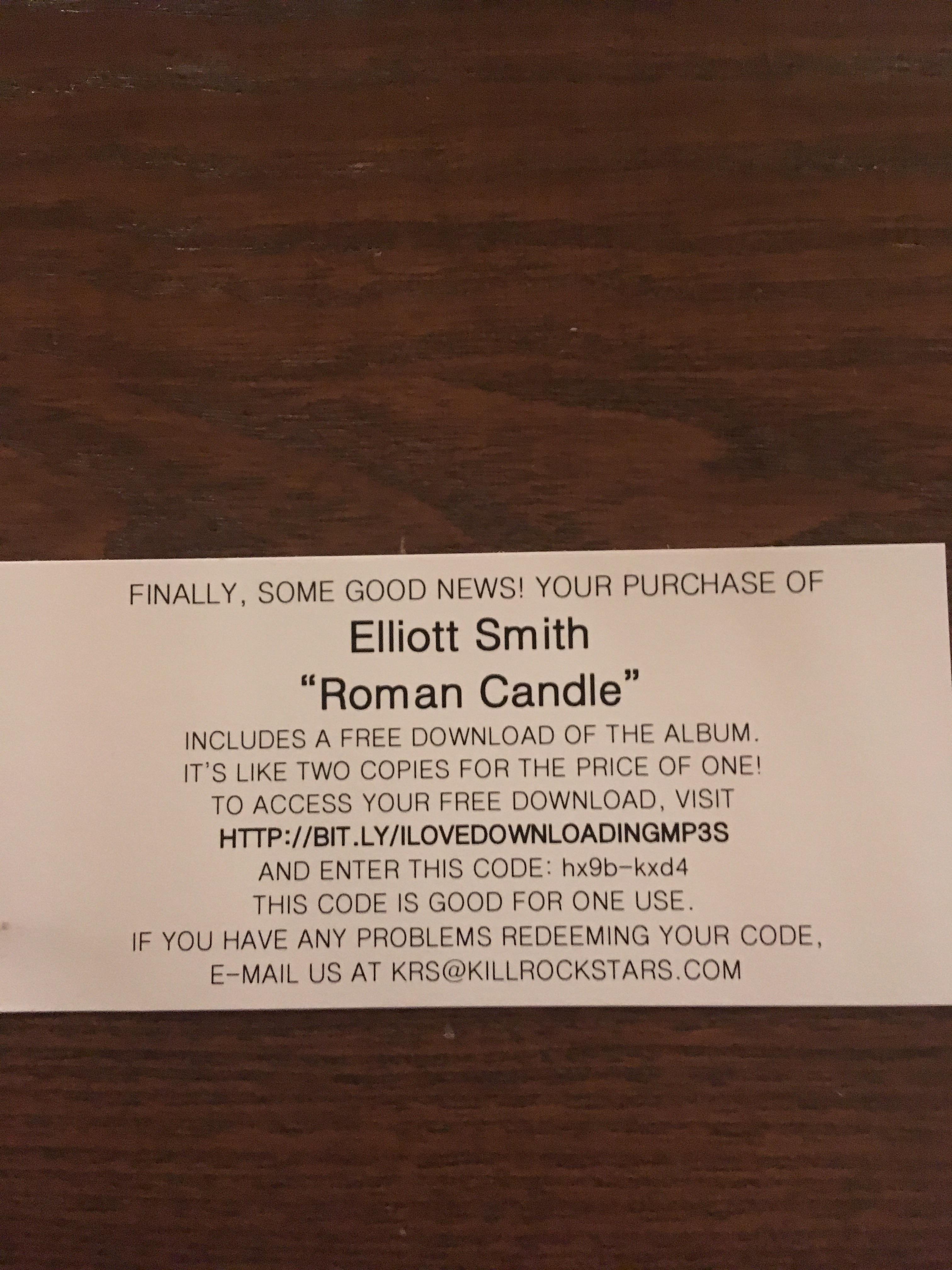 I’m back with another download code... “Roman Candle.” First come