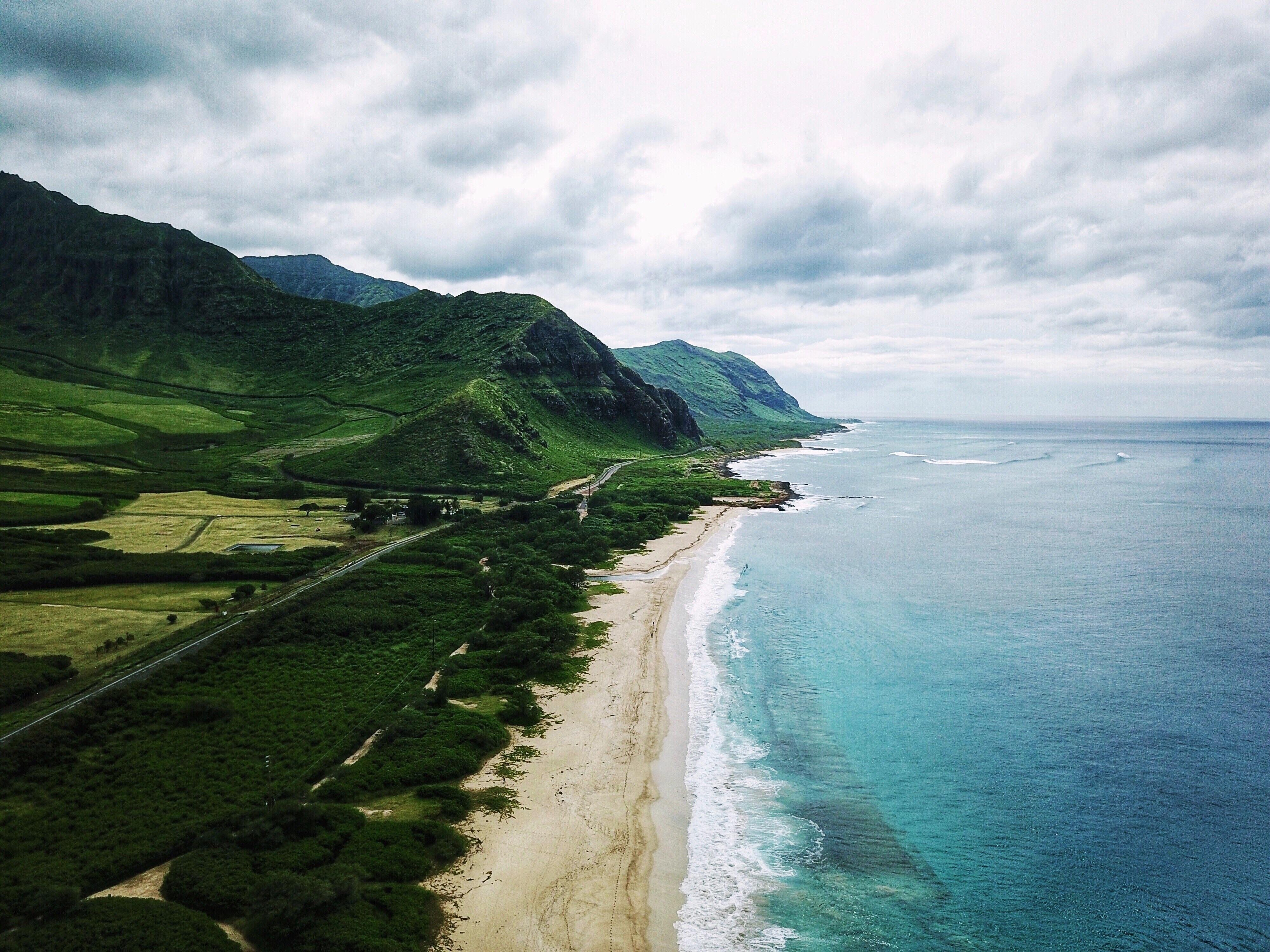 Makua Beach backed by Waianae Mountain Range; Oahu, HI. Beautiful place