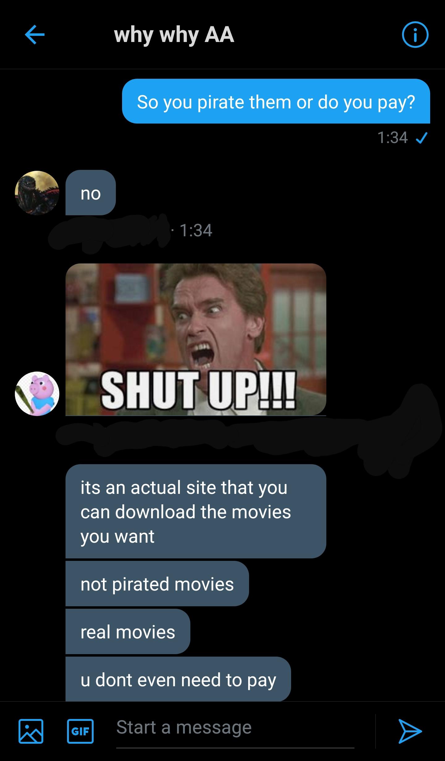 Tried explaning how he's pirating movies and why it's wrong. r/facepalm