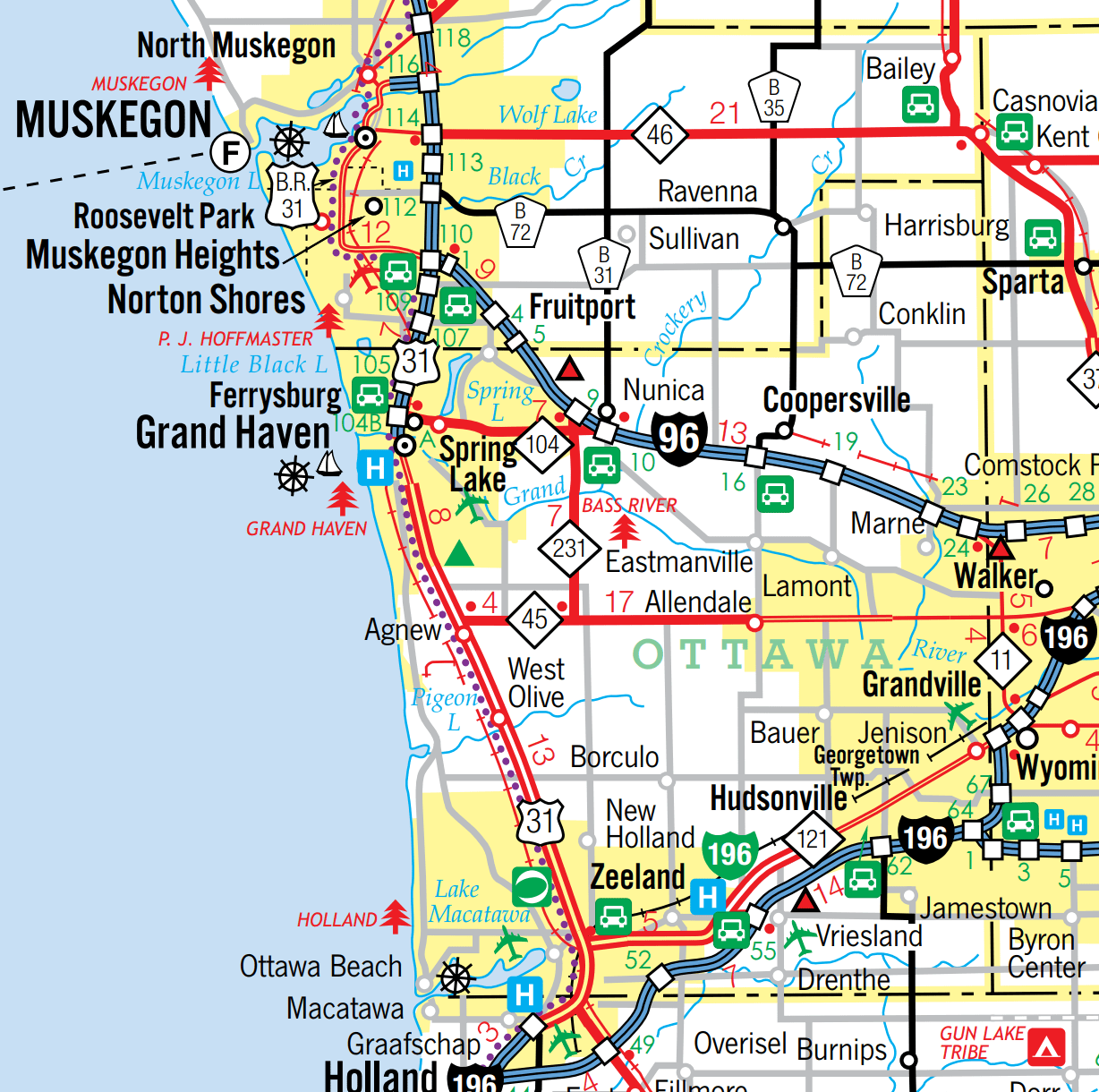 Ottawa County, as seen on the official Michigan state map Nunica