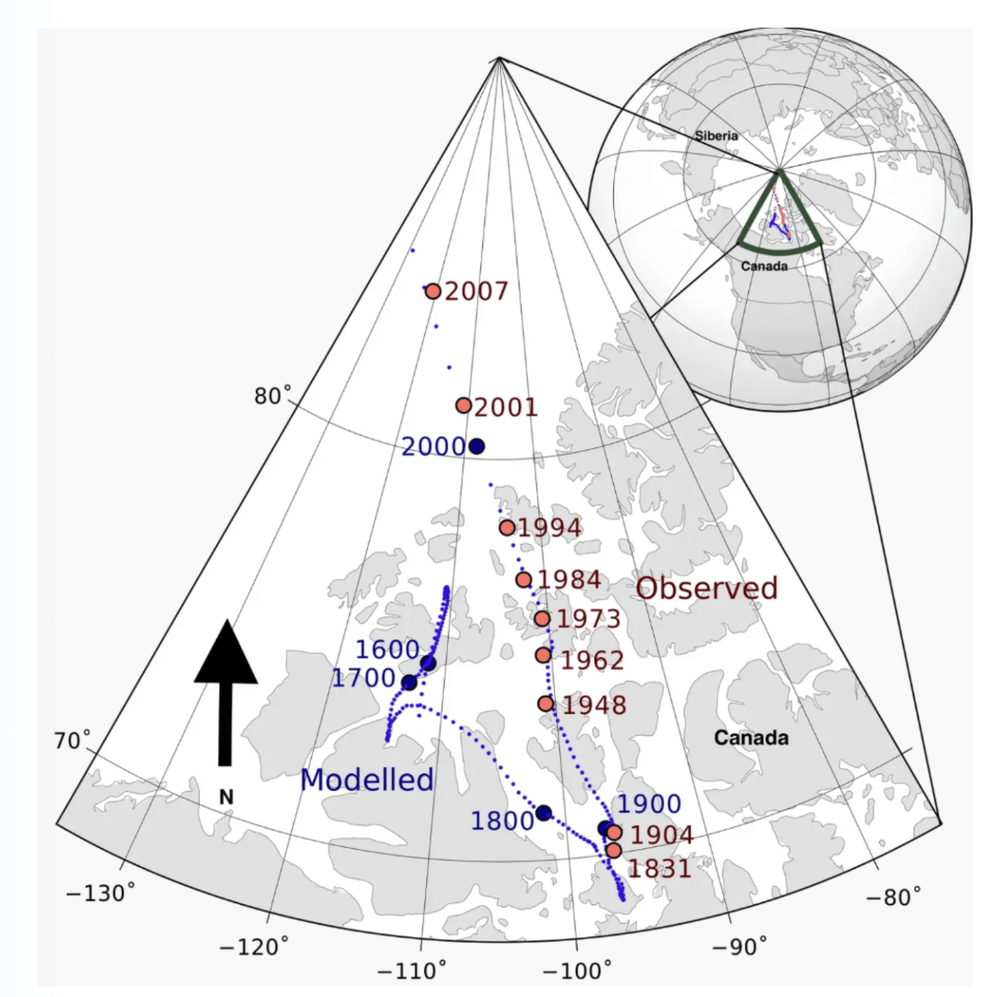 Migration of Earth's North Pole has recently started