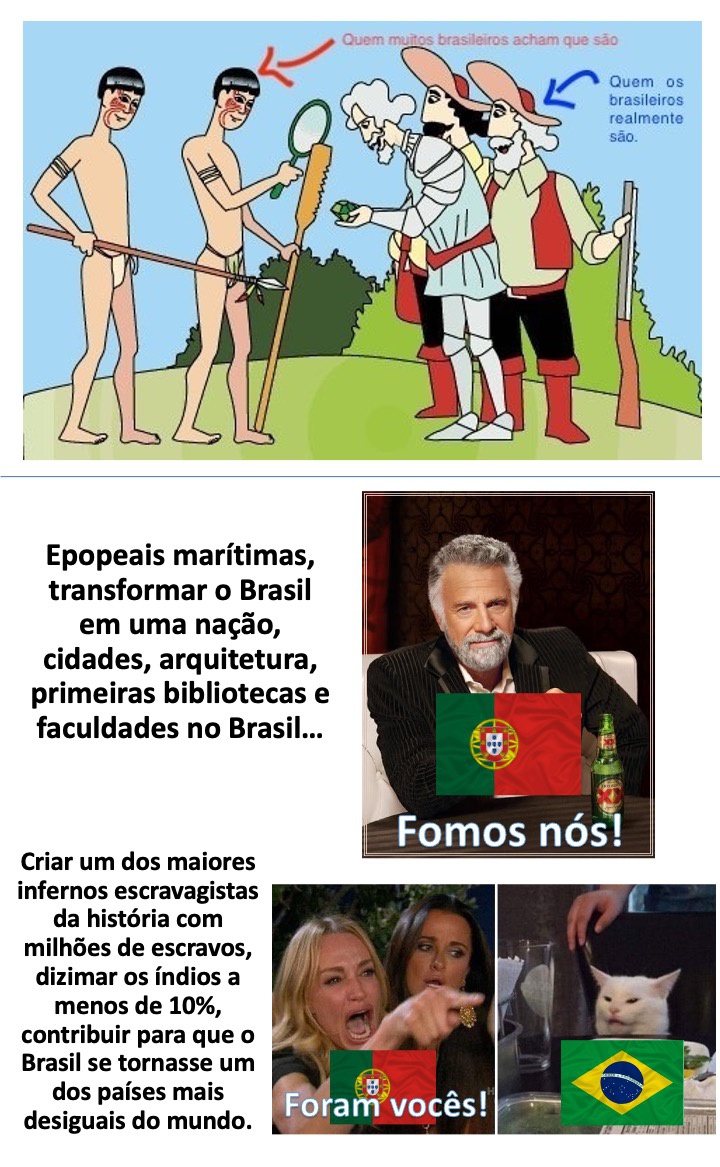 Alguns portugueses quando discutem colonização do Brasil