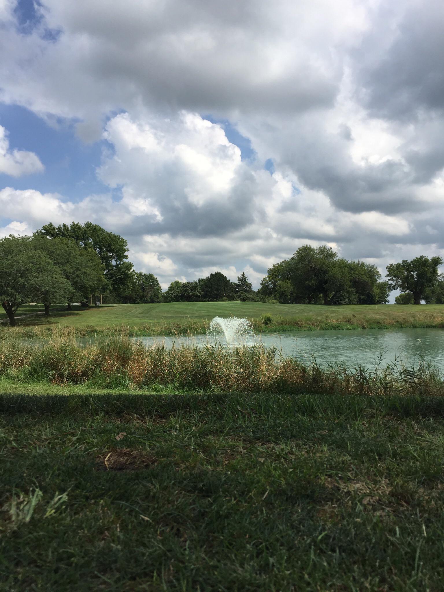 Par 3 157 yards over the fountain at the Wymore Country Club in Wymore