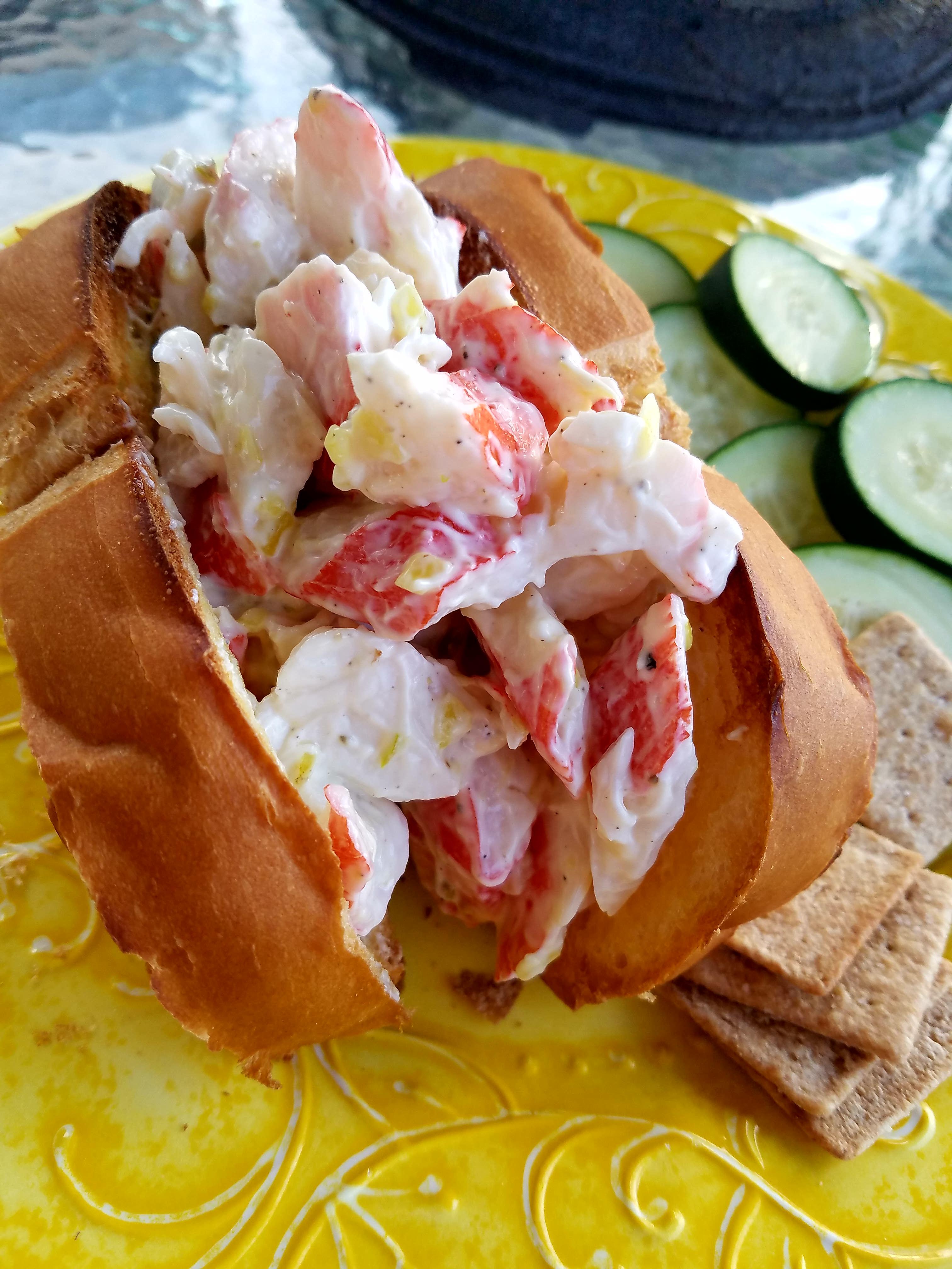 Presenting the "leftover special" 1 "lobster" roll! [OC][4032x3024] r/FoodPorn