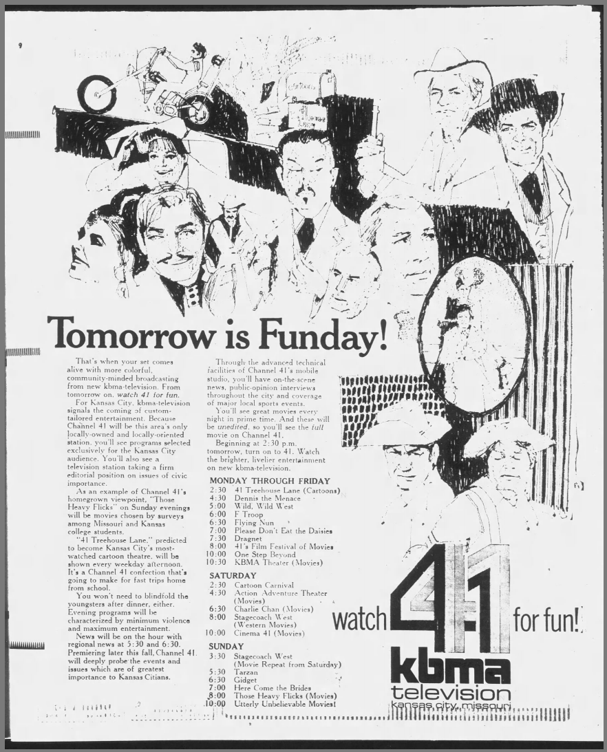 KBMATV (Now KSHBTV), Ch. 41, Kansas City, MO, Newspaper Launch Ad