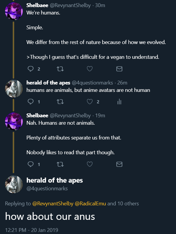 "humans are not animals" vegancirclejerk