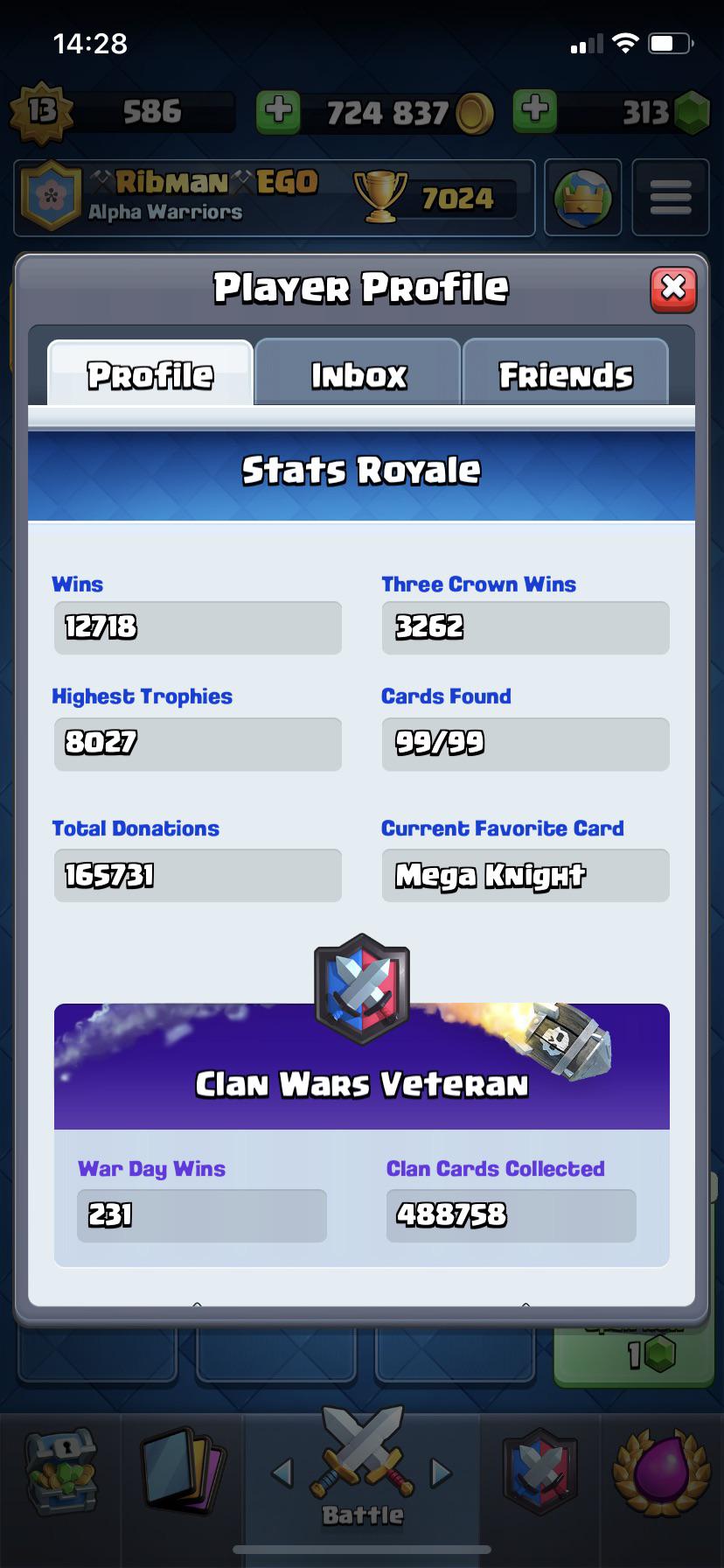 CW2 now that it says Clan Wars Veteran will have a new tab to show