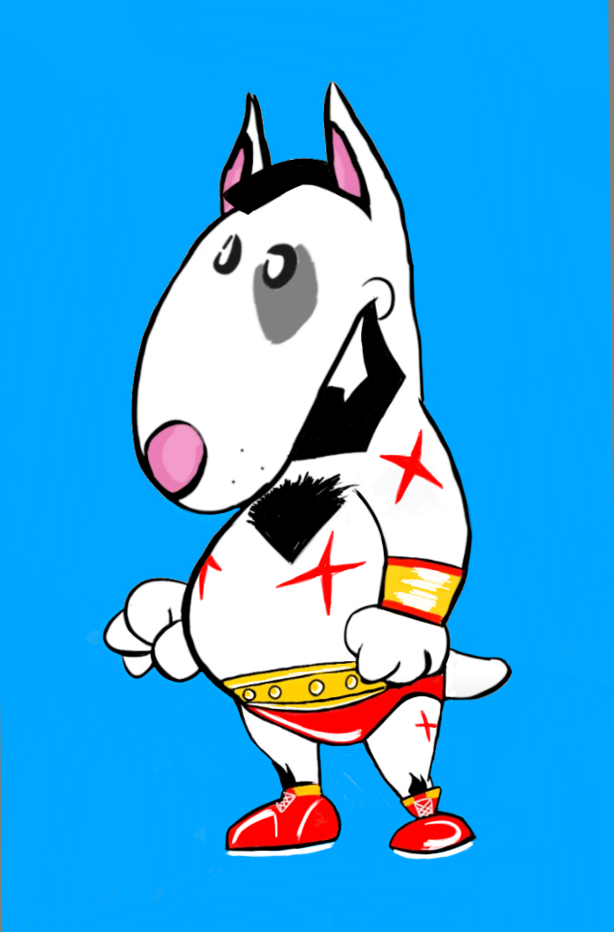 Stoski the dog zangief version cartoon available in opensea 0.01 ETH