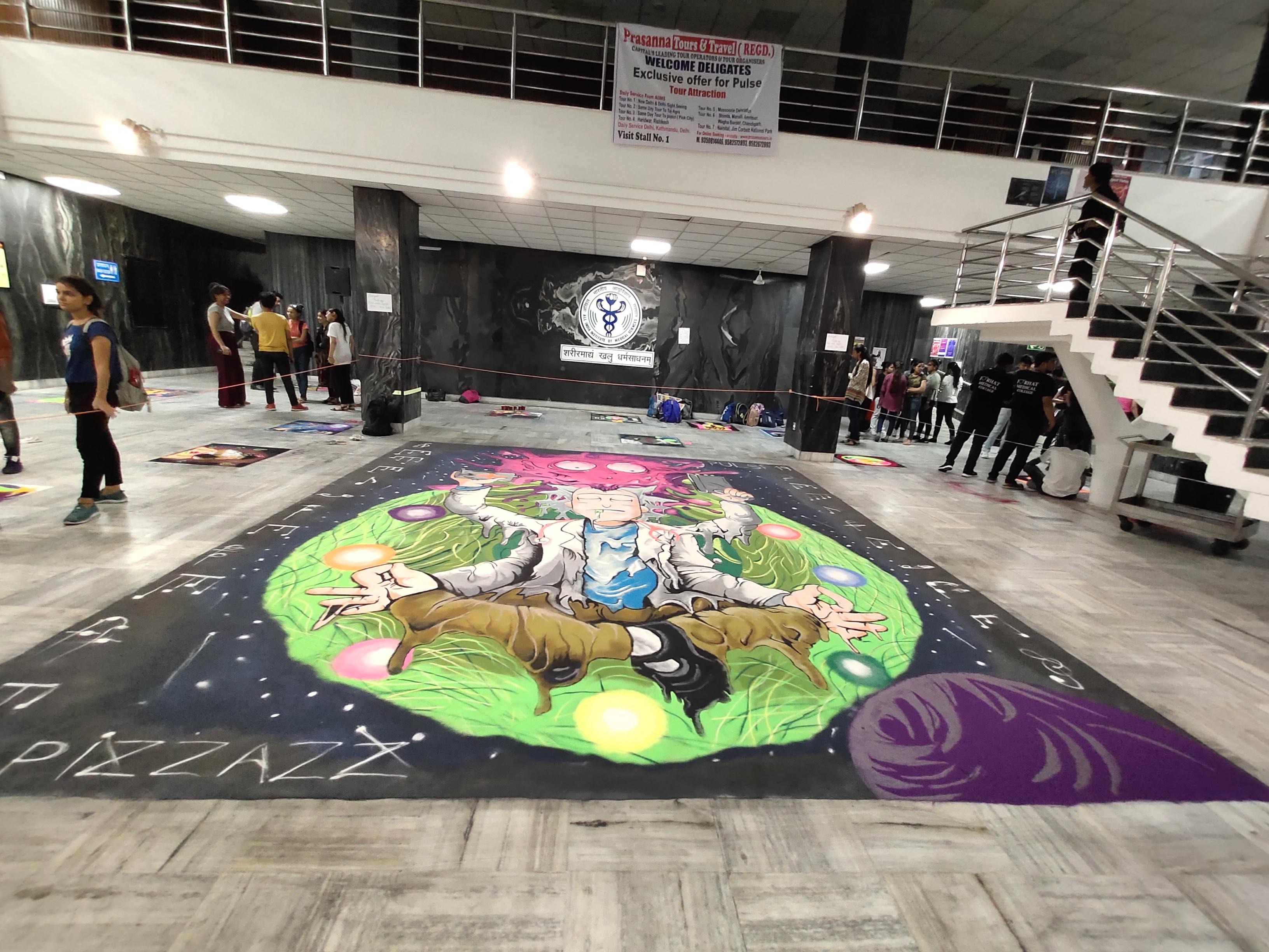 Rangoli in All India Institute of Medical Science, New Delhi. r