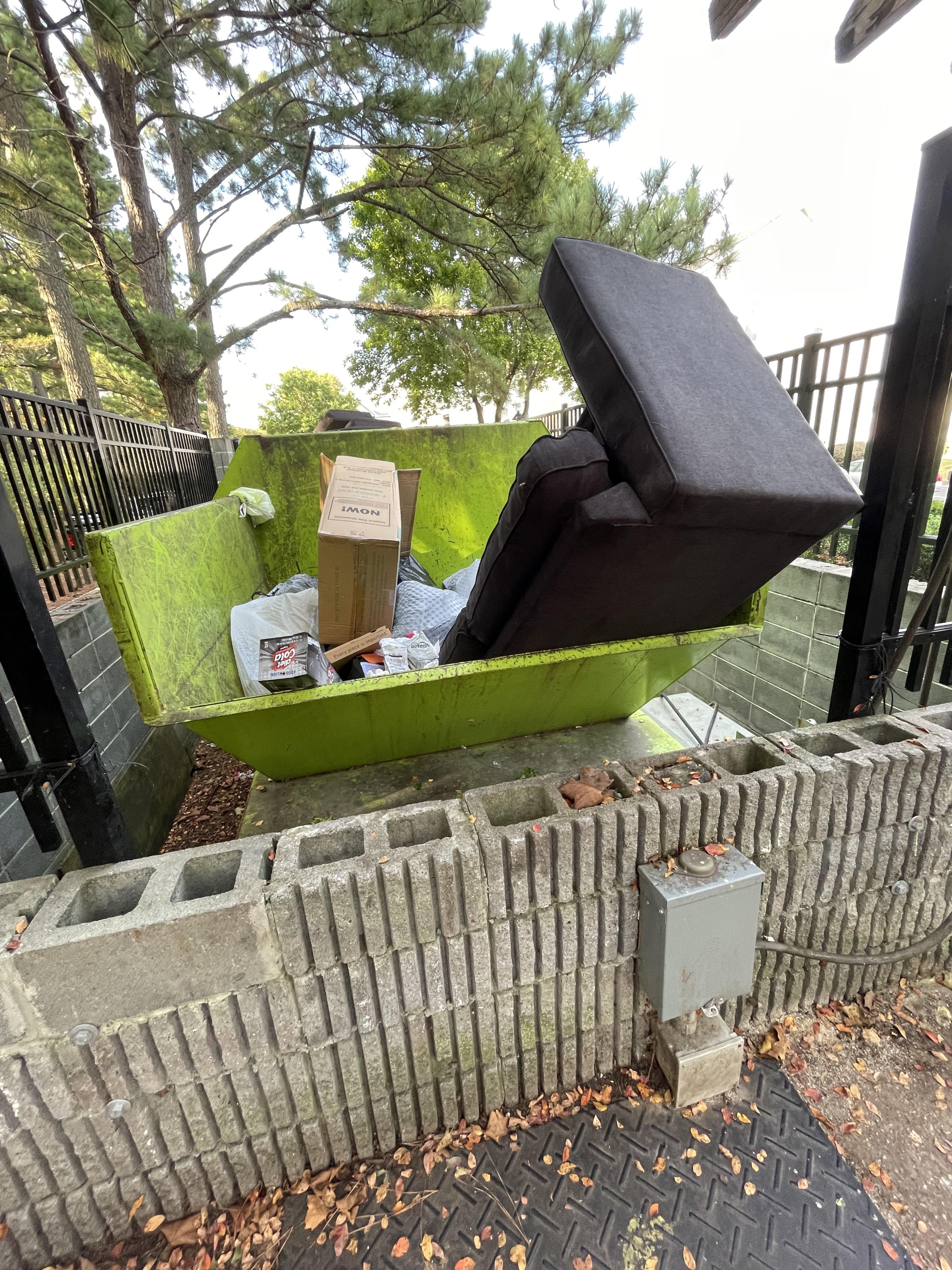 Can’t use the trash compactor because someone decided to throw their couch in it. r