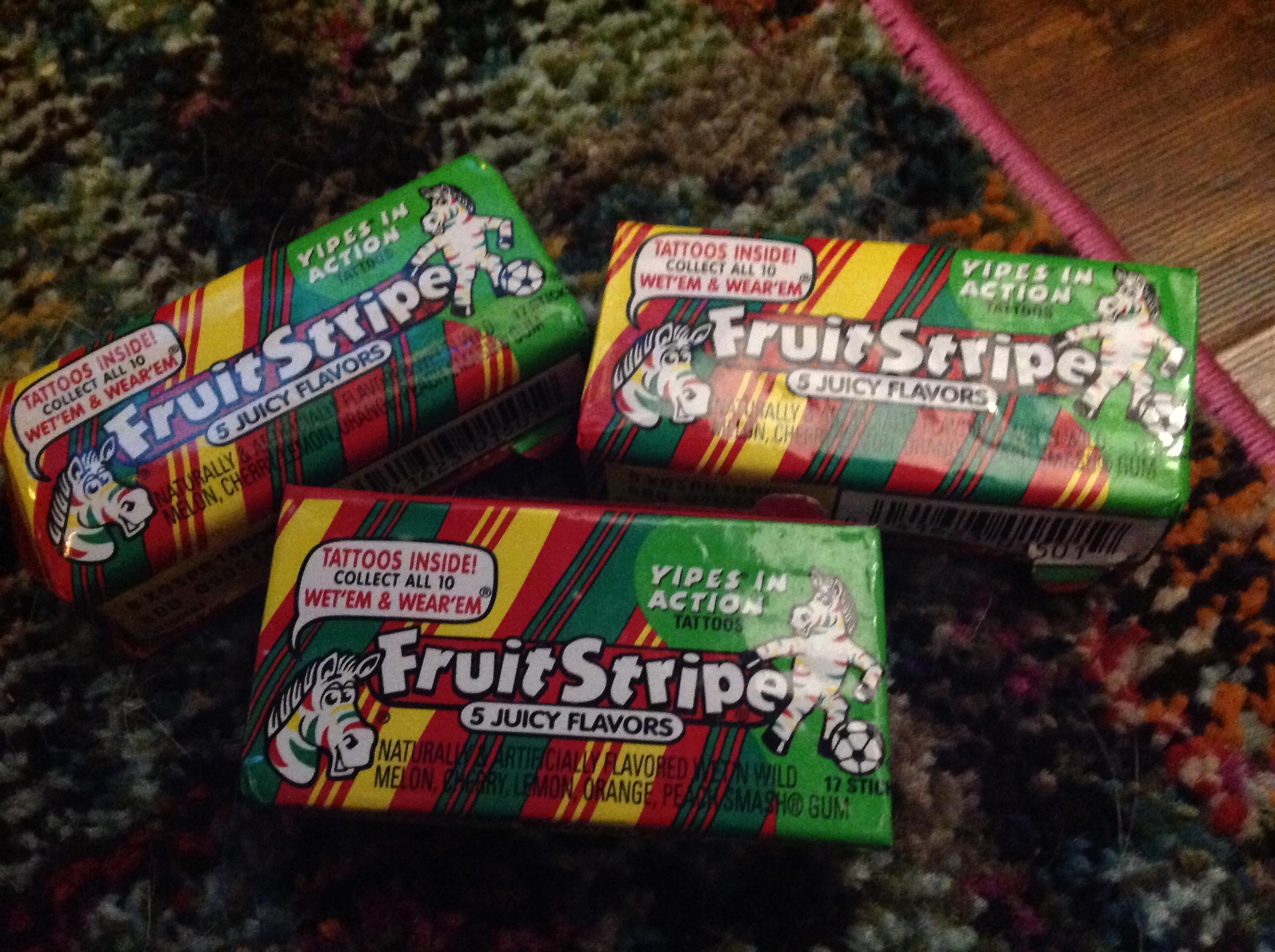 Fruit Stripe gum! 90s flavor that lasts for 30 seconds!! r/nostalgia