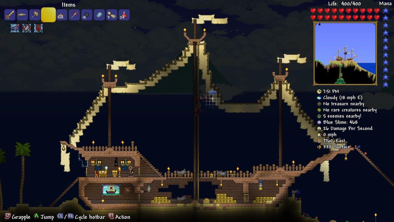 First post here, you guys like my pirate ship build? r/Terraria