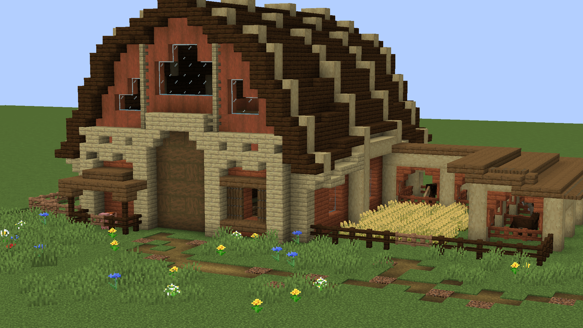 Probably the best looking barn I've ever built r/Minecraft