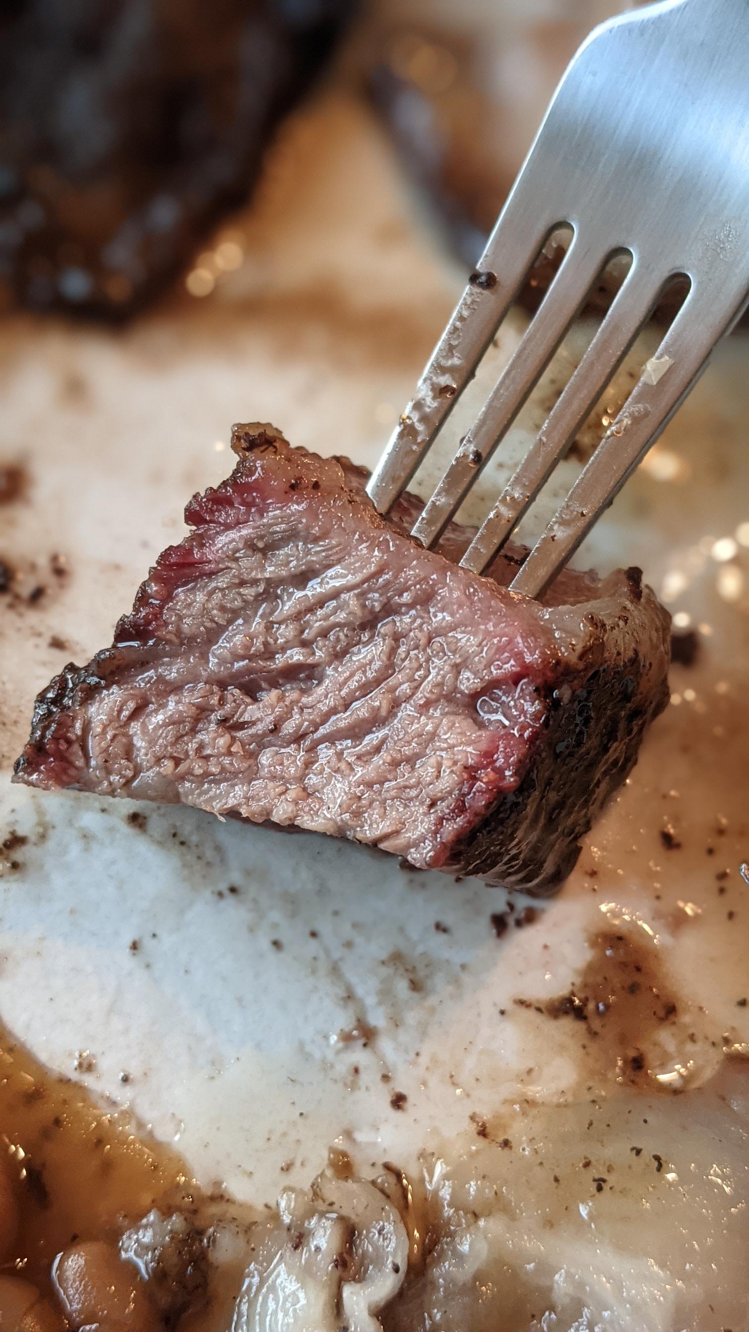Beef Rib bite that looked very satisfying. Smoked for 8 hours at 200° and it was very fatty. r