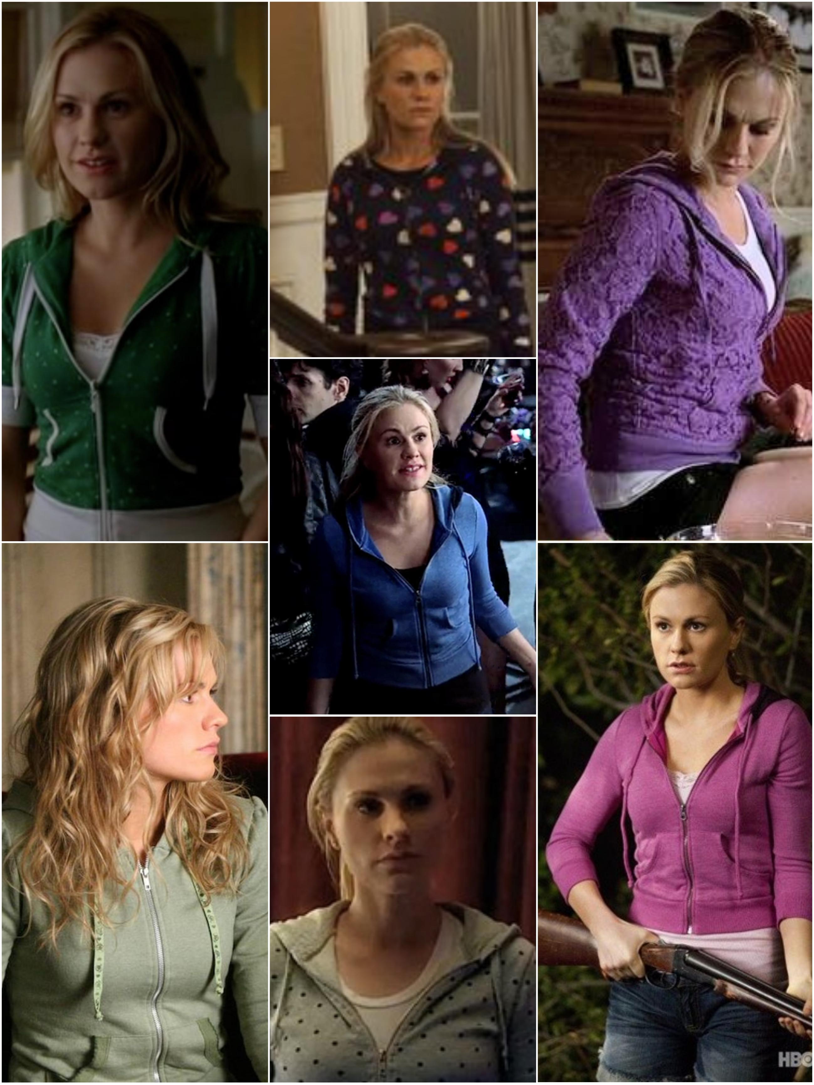 Sookie's zip up hoodie collection.Which one fits her best? r/TrueBlood