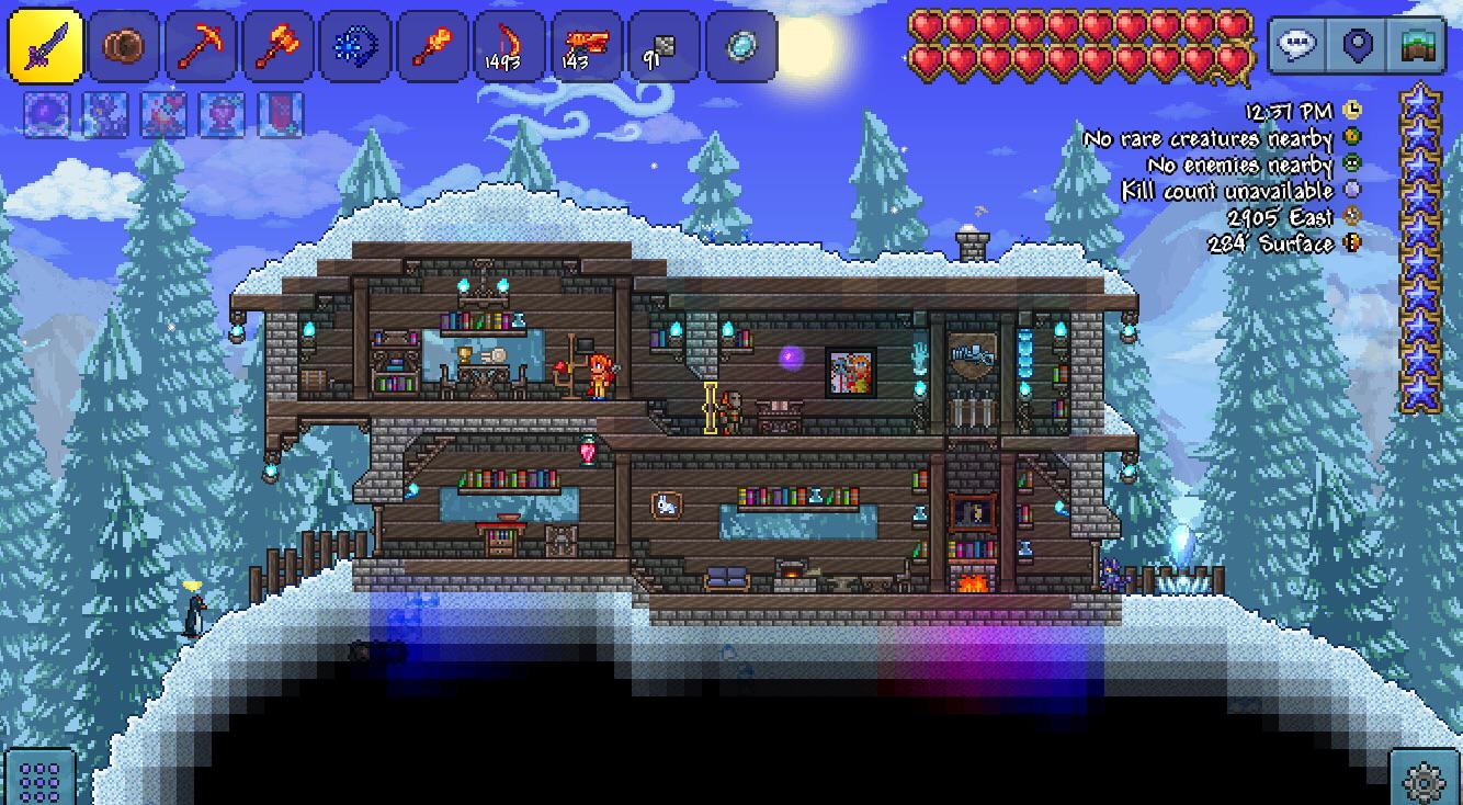 Really happy with how this snow pylon house turned out. r/Terraria