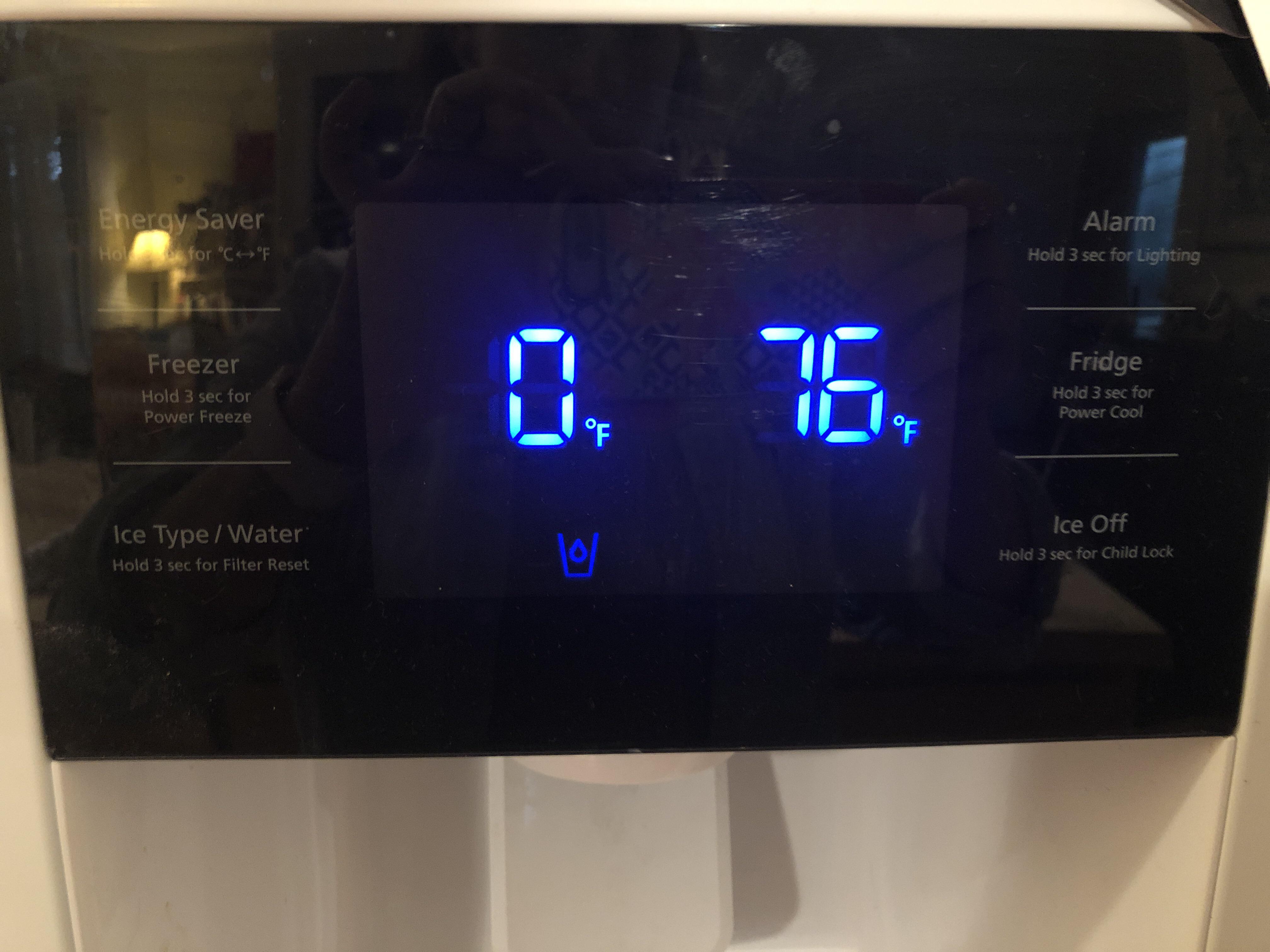 Samsung RF263BEAEWW refrigerator thinks it’s 76 degrees. But it’s cold