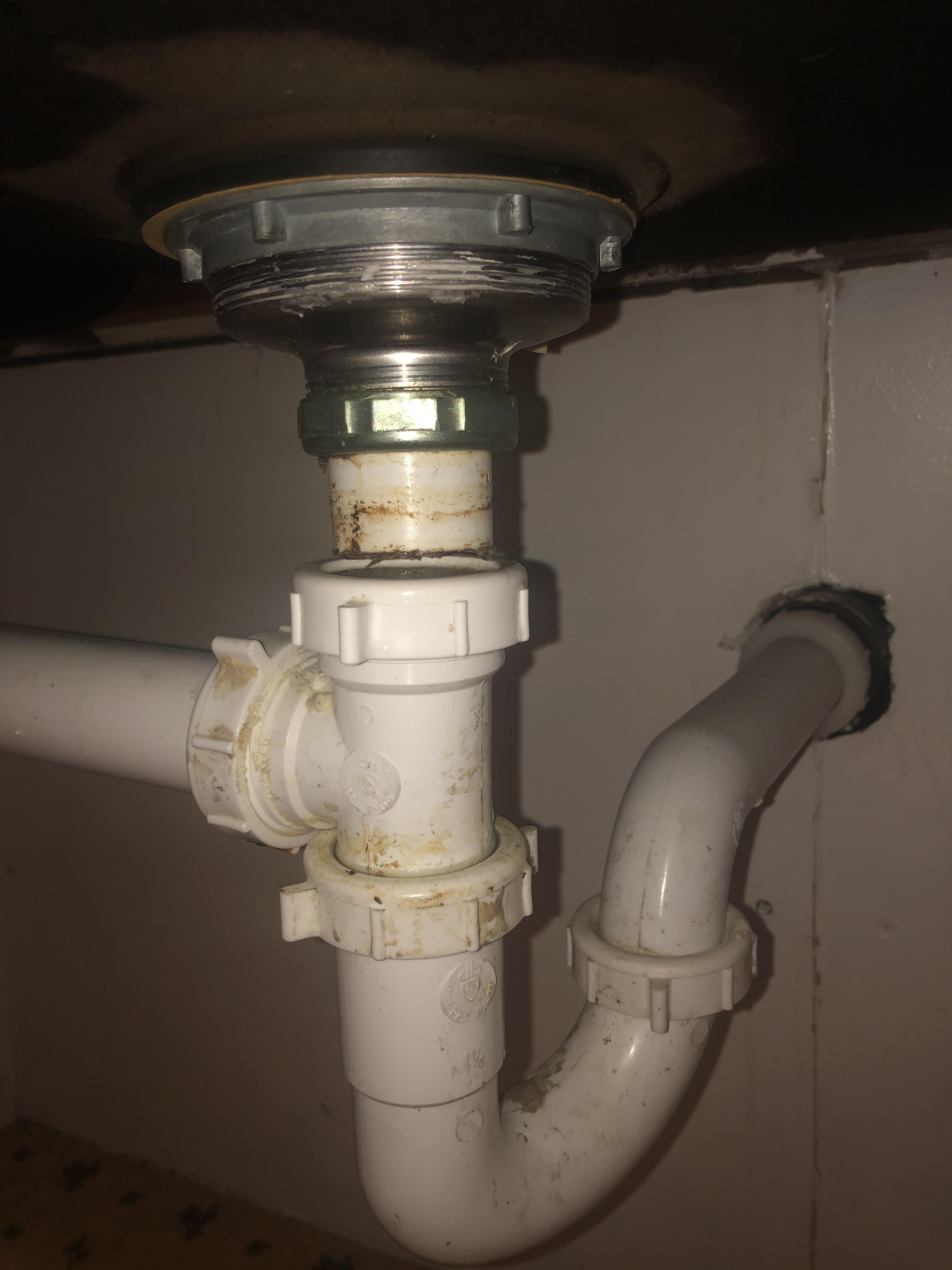 Bottom of kitchen sink drain appears to have separated from the pipe