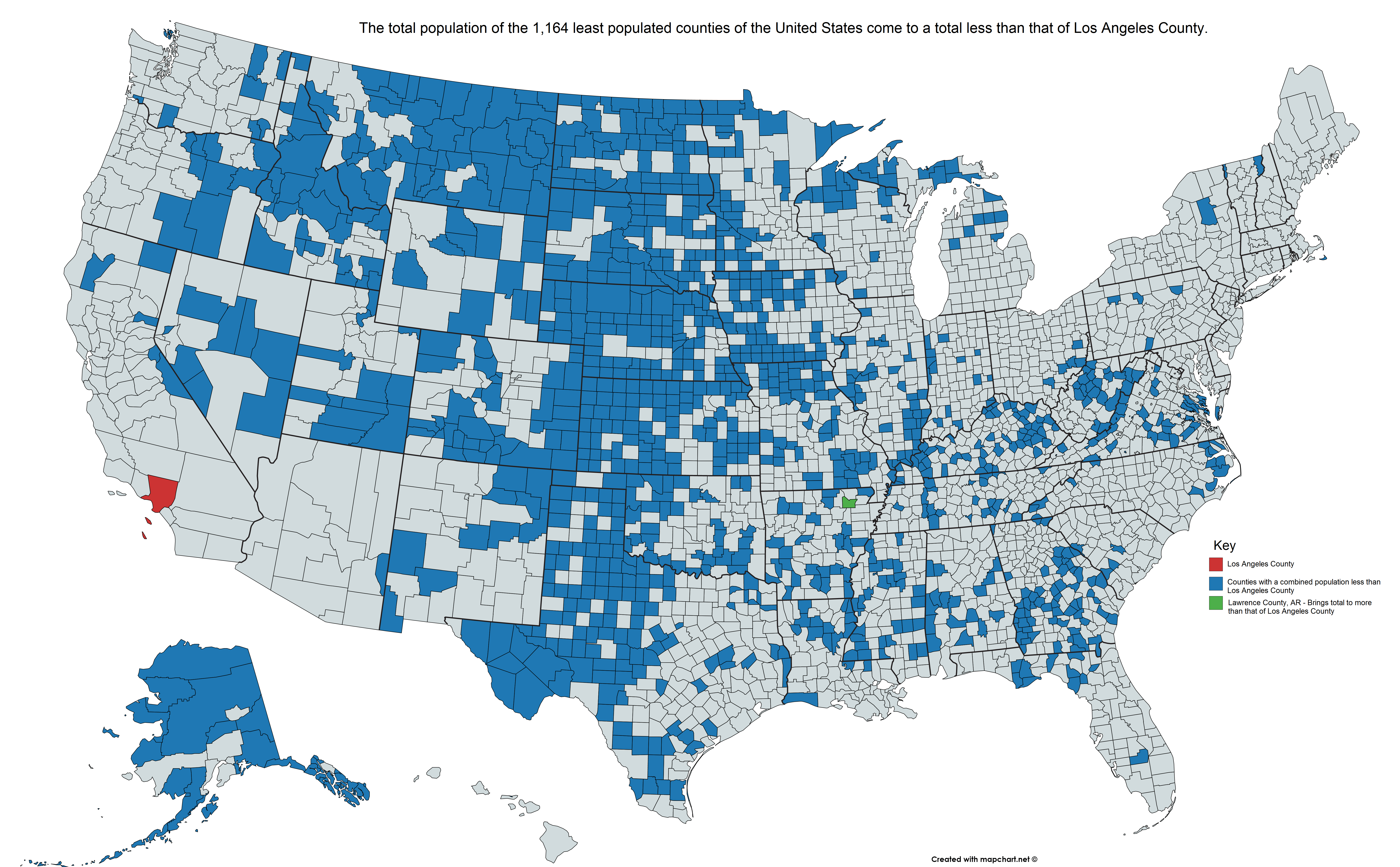 US Counties with a combined total population to that of Los Angeles