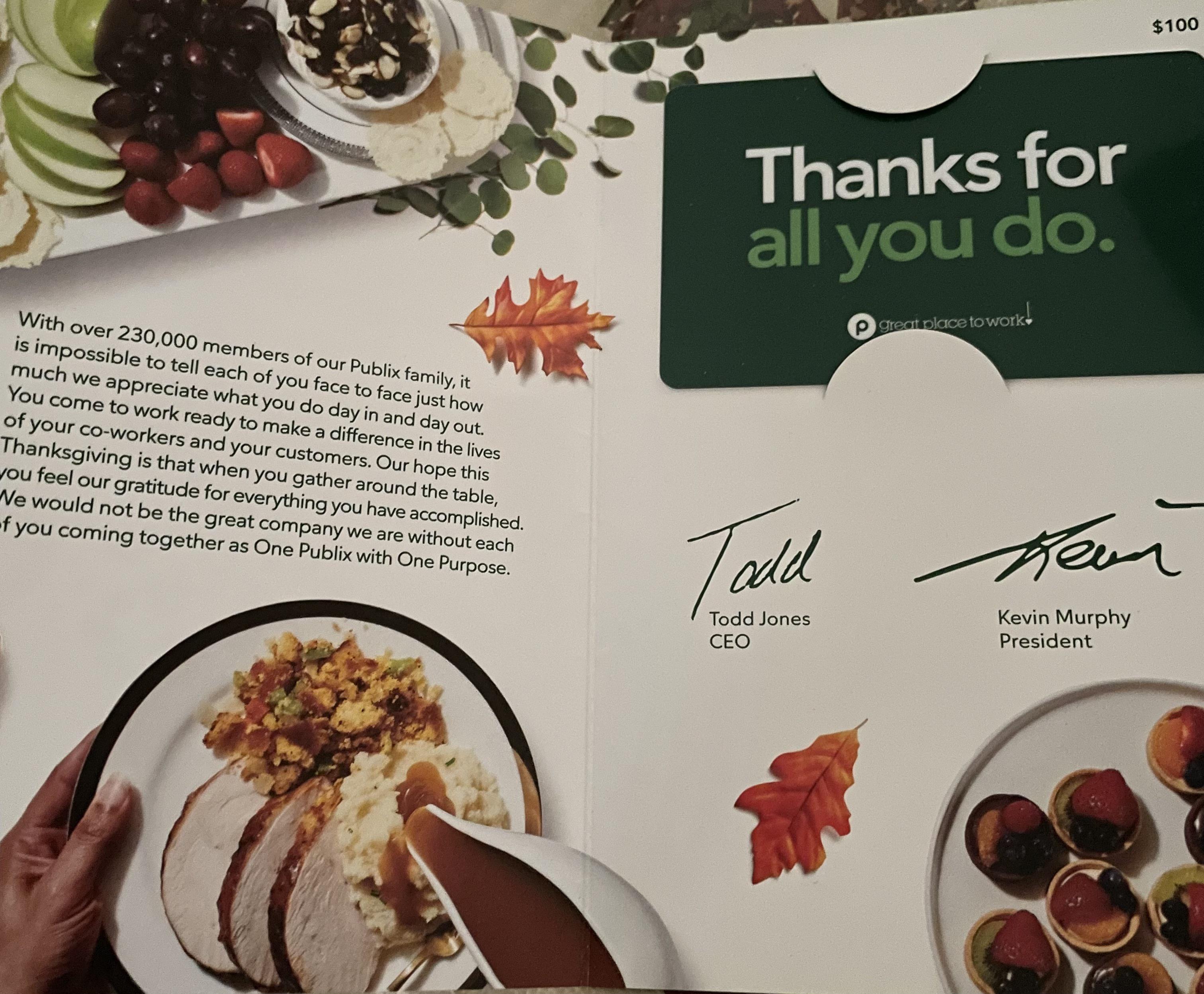 Thanksgiving gift cards are here! r/publix