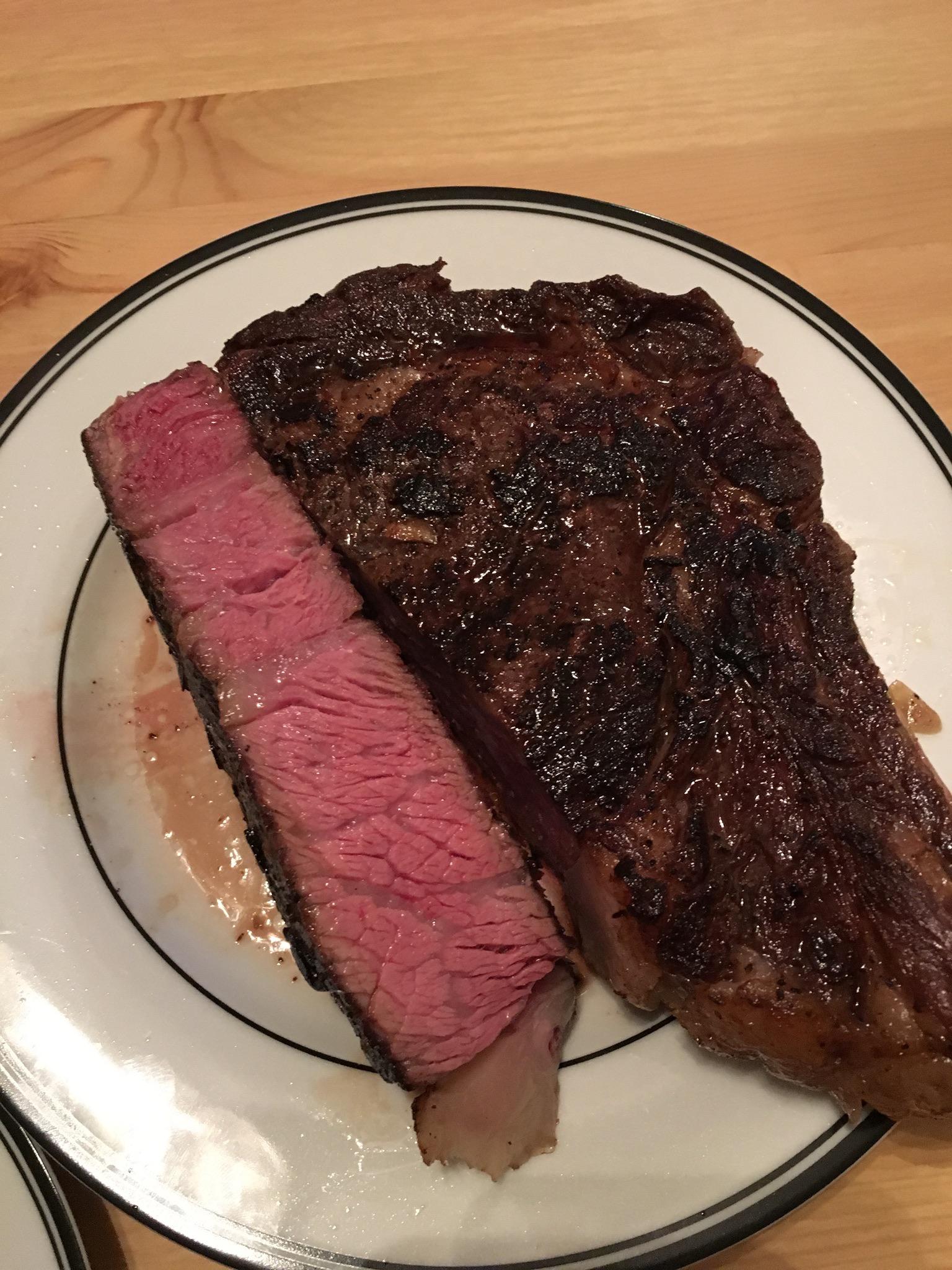 Sous Vide for 4 hours, then hard seared and butter basted r/steak