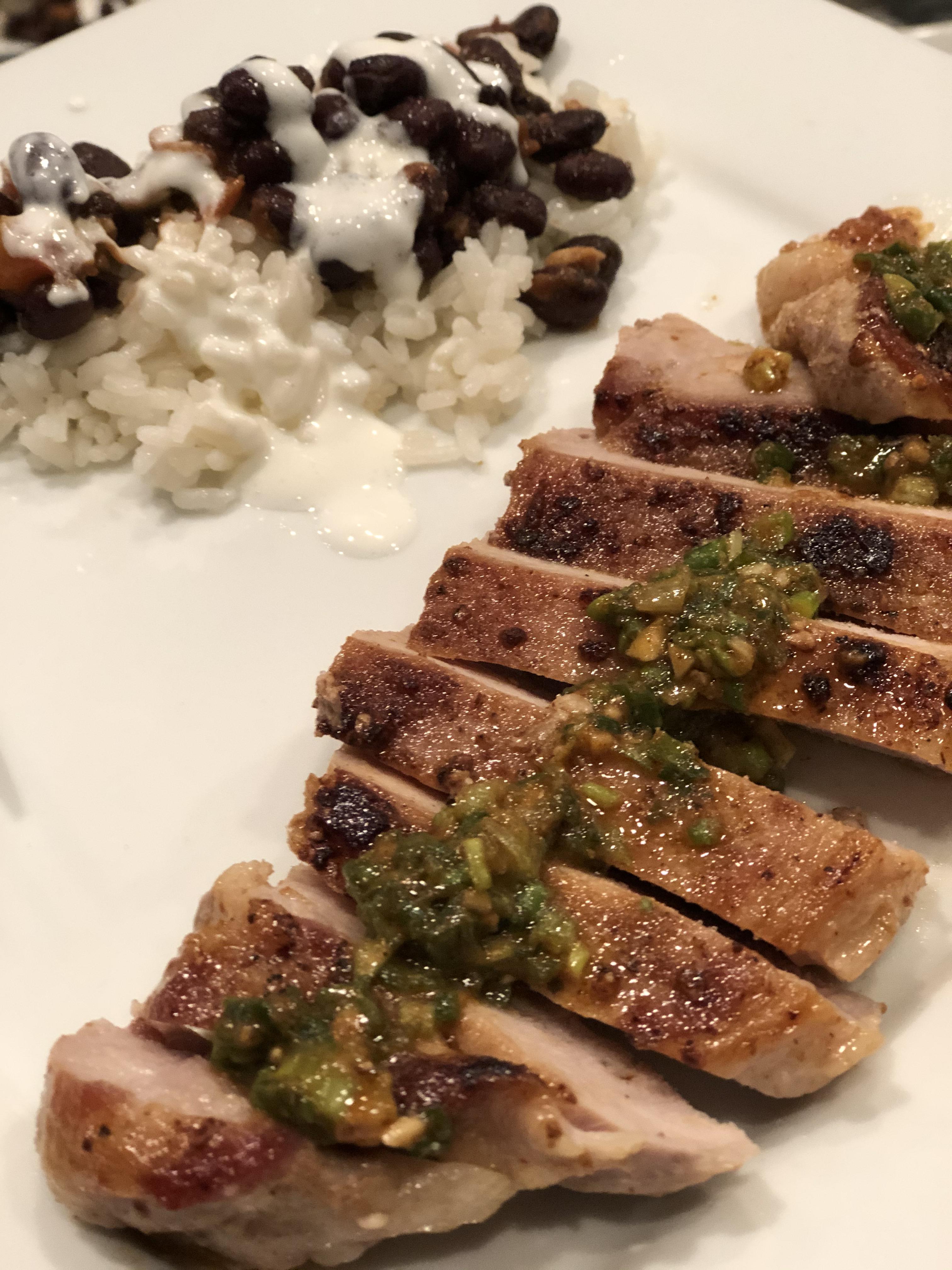 Chimichurri pork, rice and beans... delicious! r/hellofresh