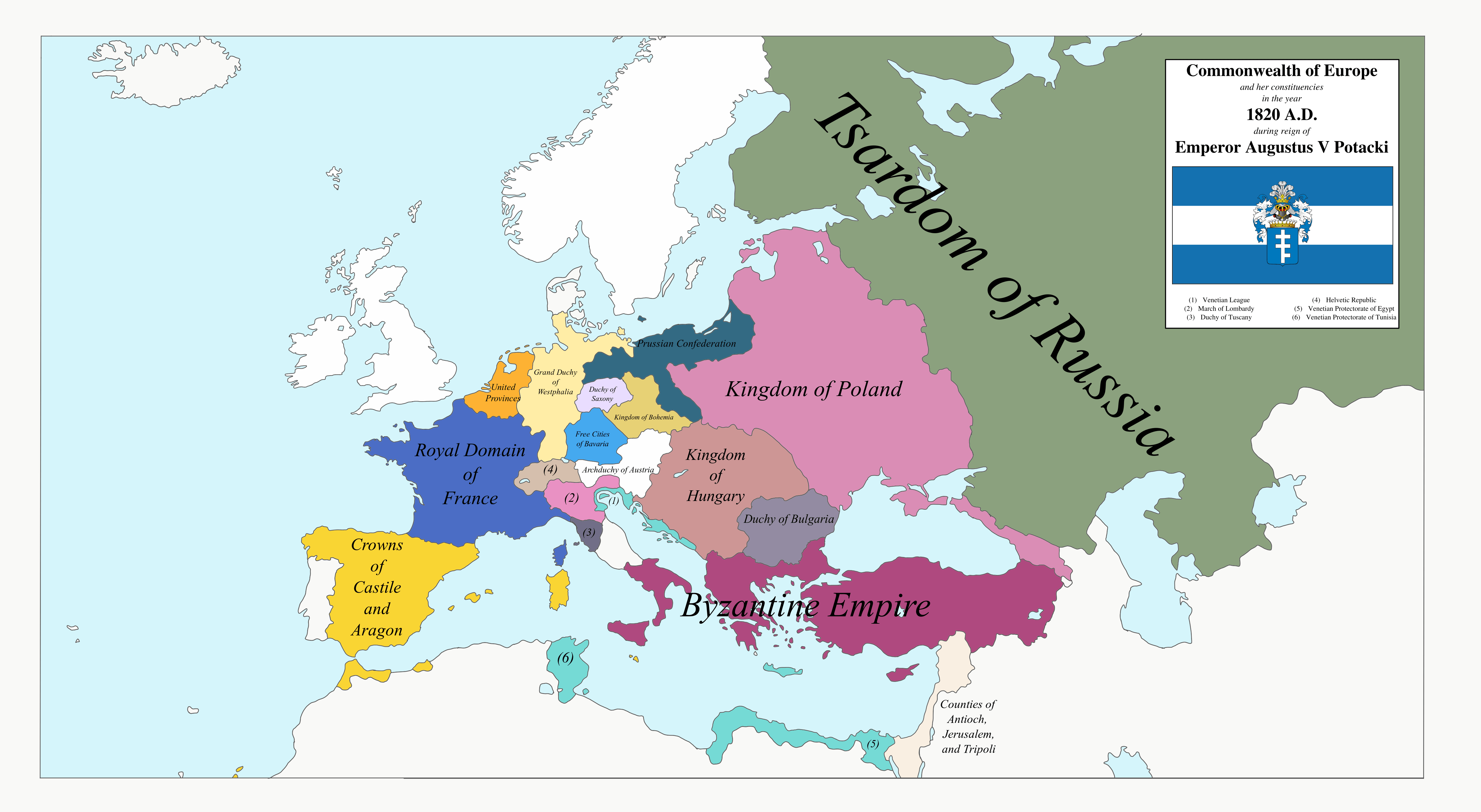 [OC] Map of the Commonwealth of Europe (1820 AD) r/eu4
