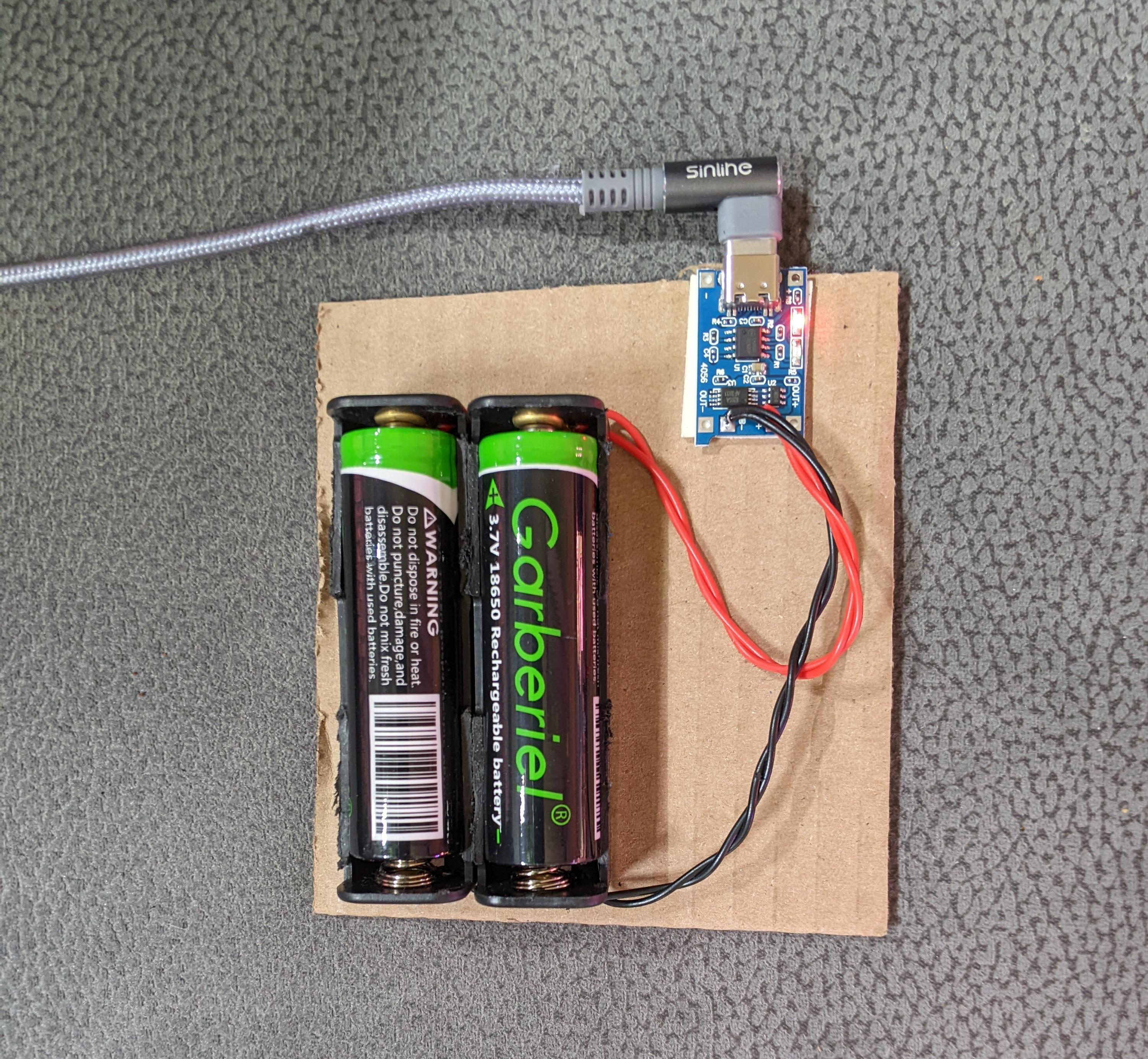 Battery charger stopped working. I had the things on hand to cobble