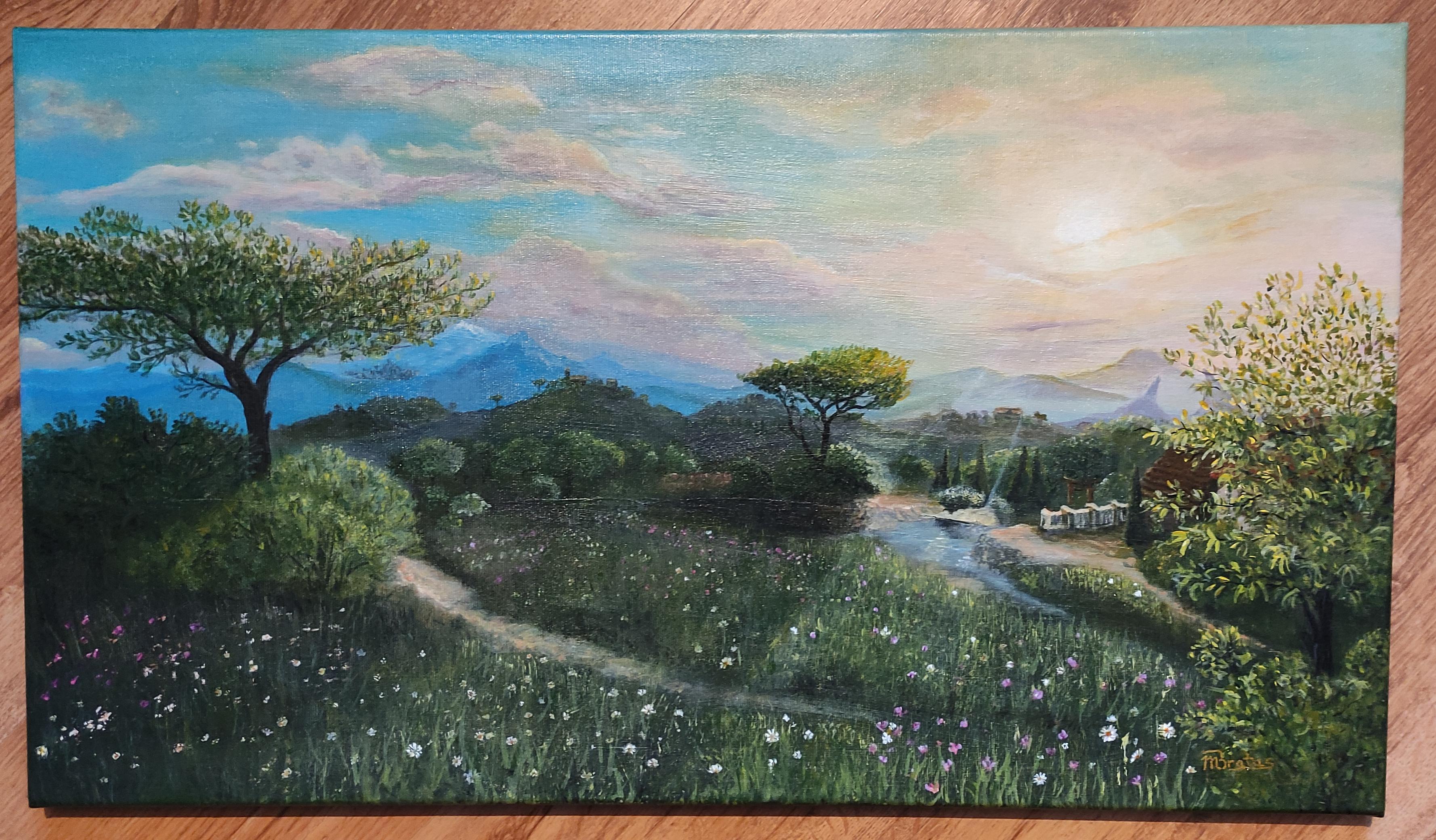 Corvo Bianco sunset, Fine arts canvas, made by my mum. r/Witcher3