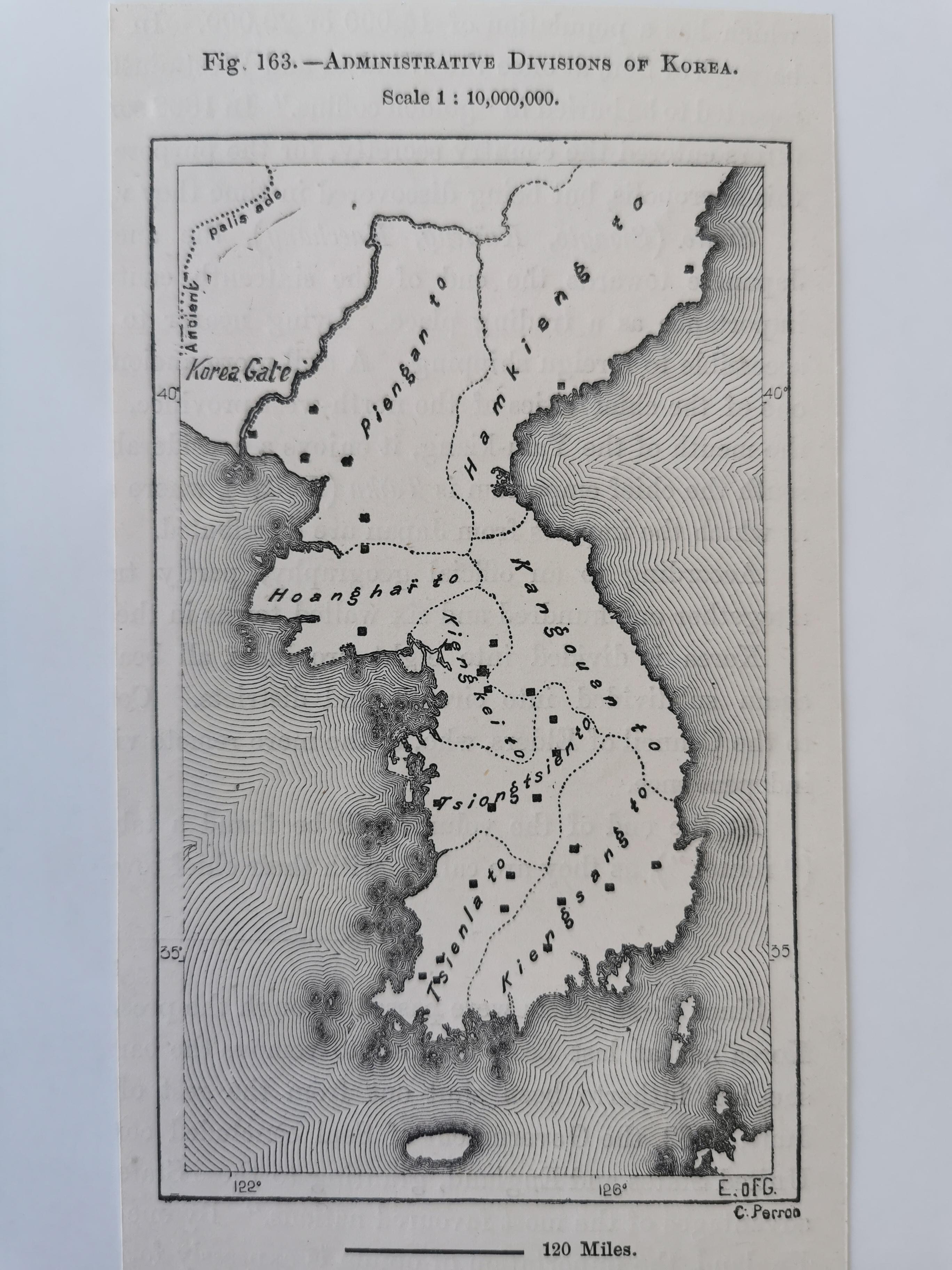 A administrative division map of Korea, from the book The Universal