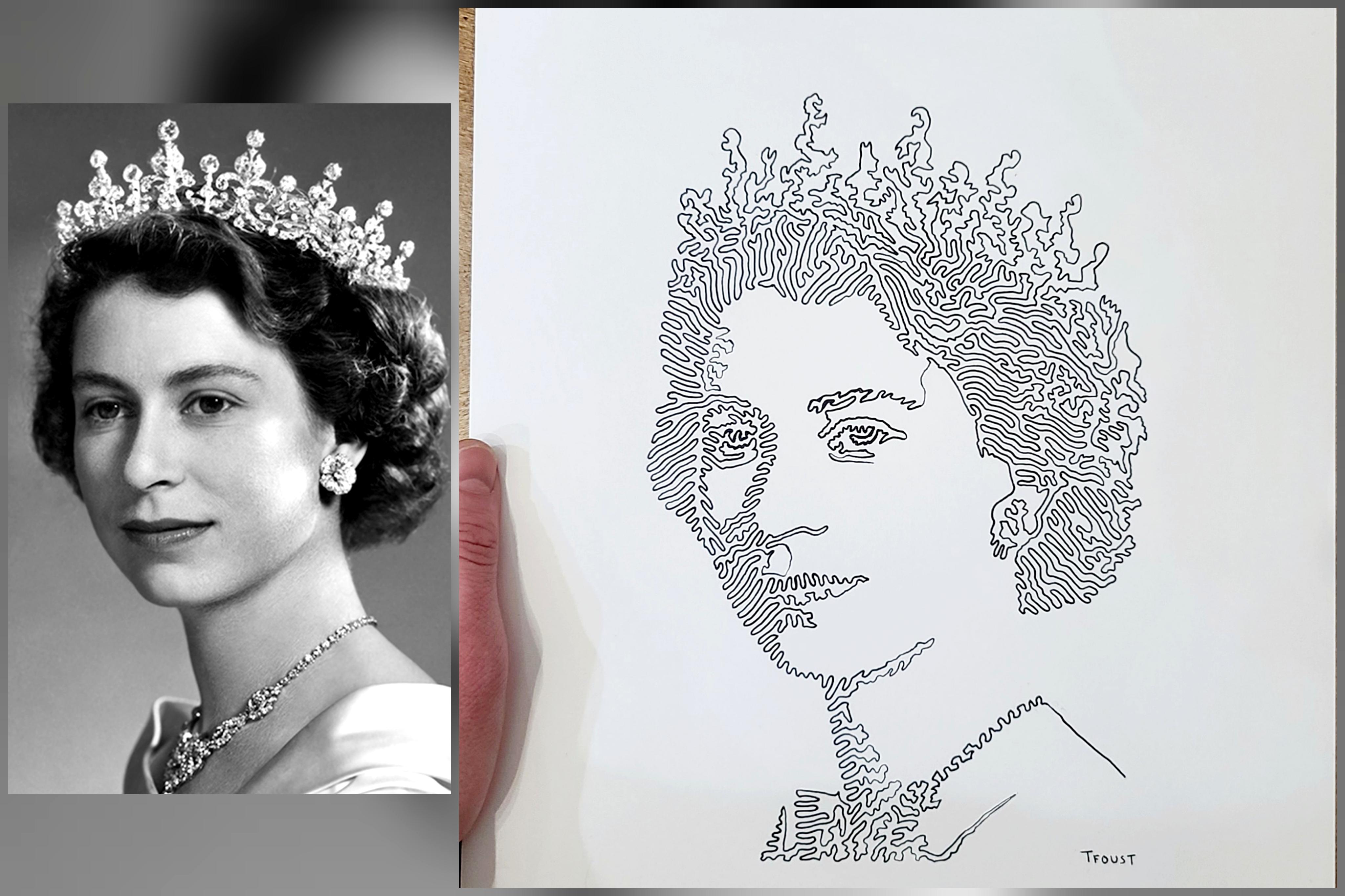 I was commissioned to draw this picture of Queen Elizabeth with one