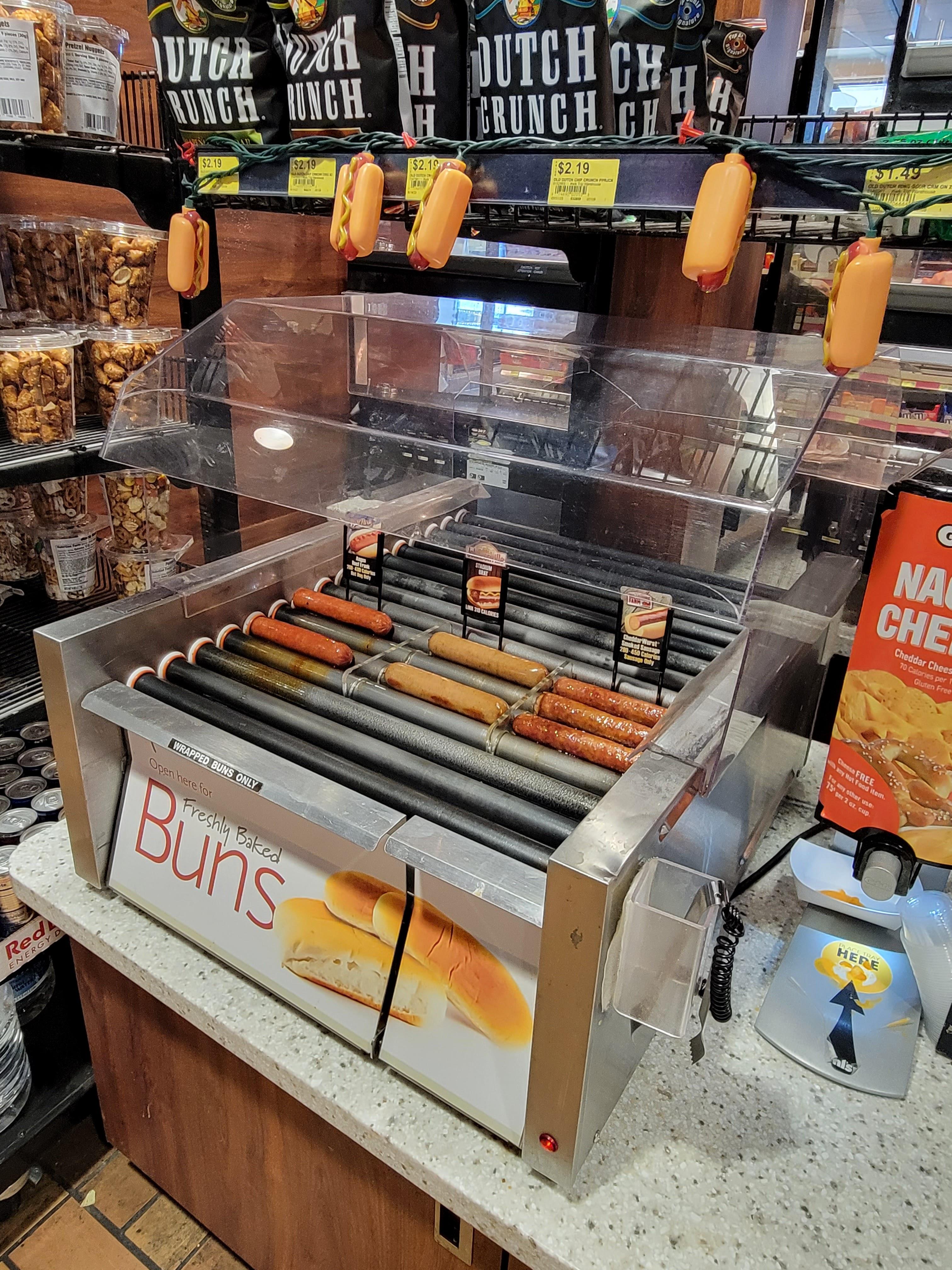 Gas station hot dogs. A comfort food for my friend. I'm usually having to pick up a few. r