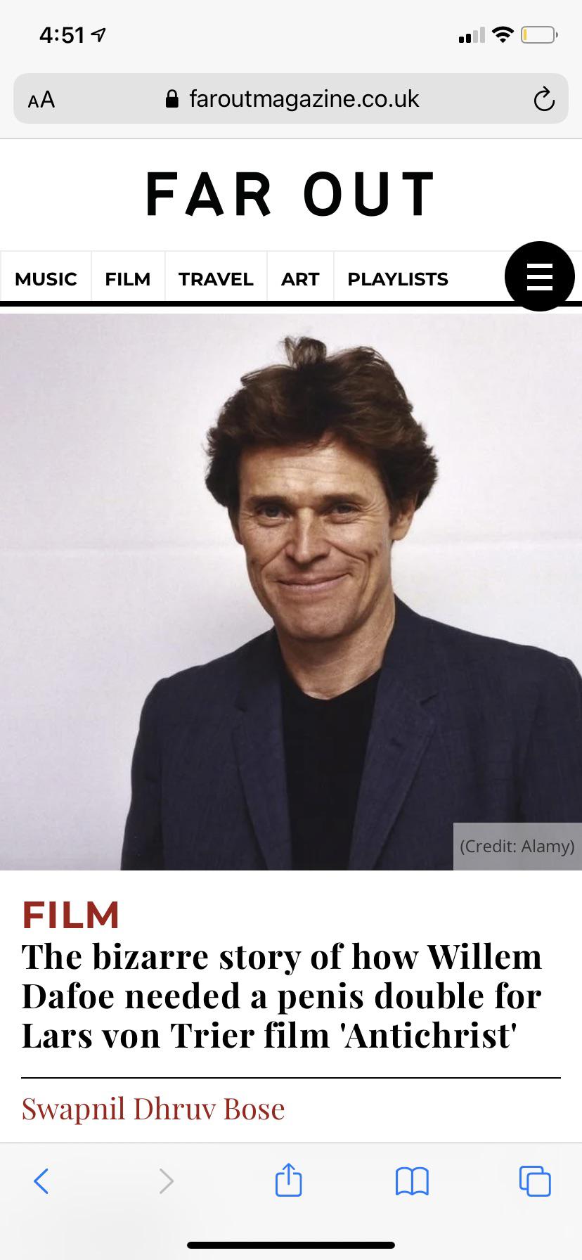 Willem Dafoe’s penis was so large that after the filming of the 2009