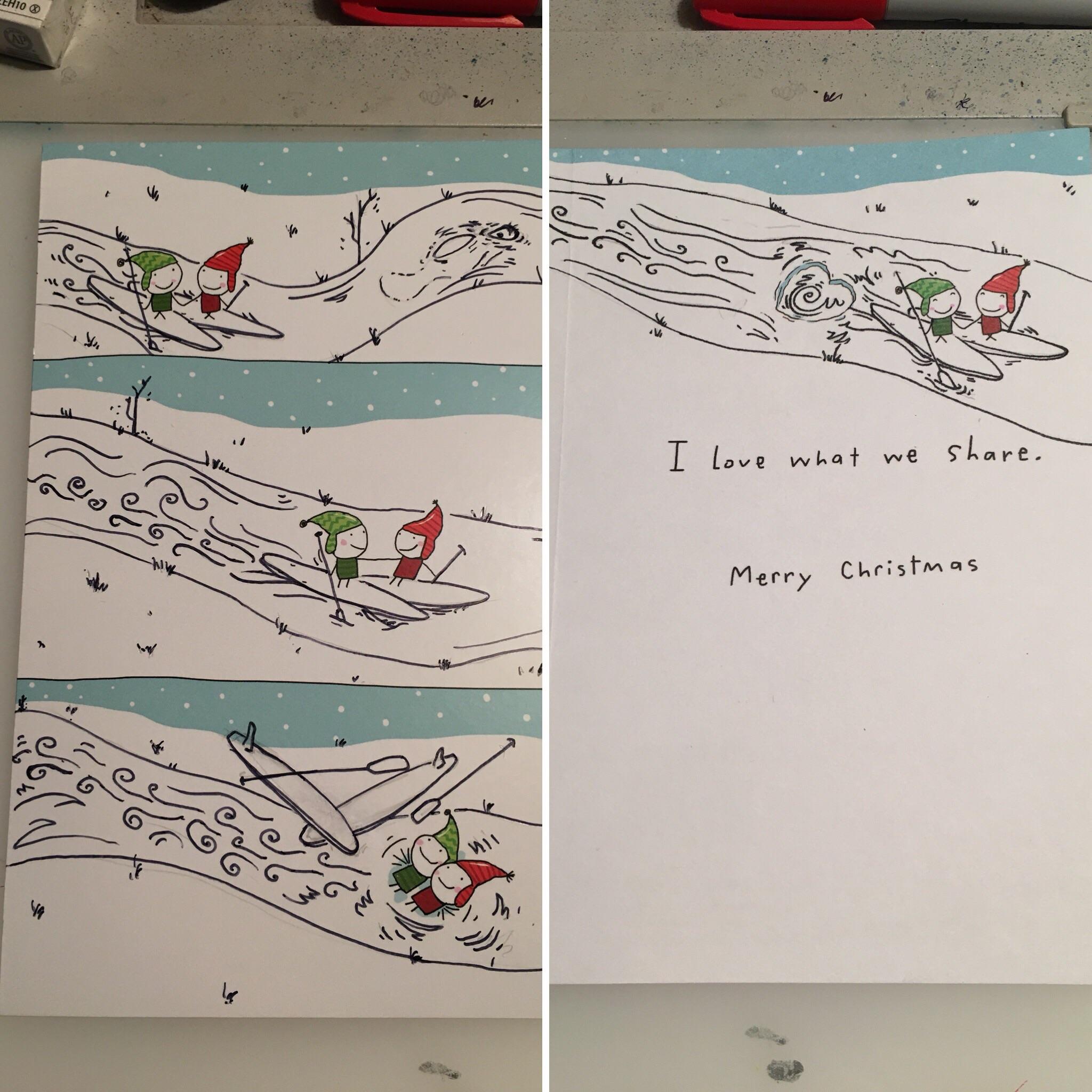 I made a “sort of custom” Christmas card. r/drawing