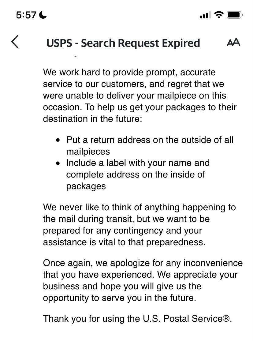 In case you were wondering what a missing mail search request gets you with insurance. An email