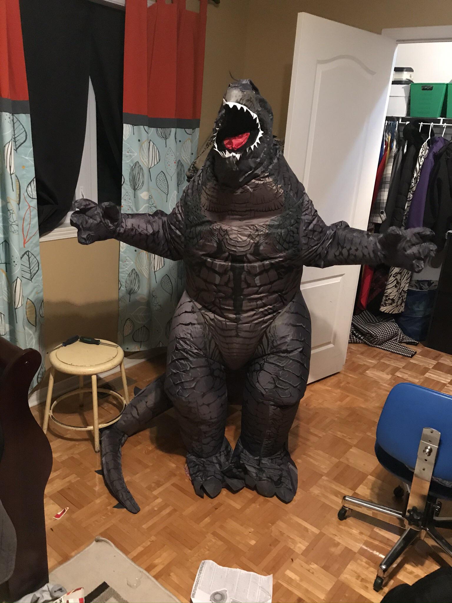 Me in my Godzilla costume. Happy Halloween r/GODZILLA