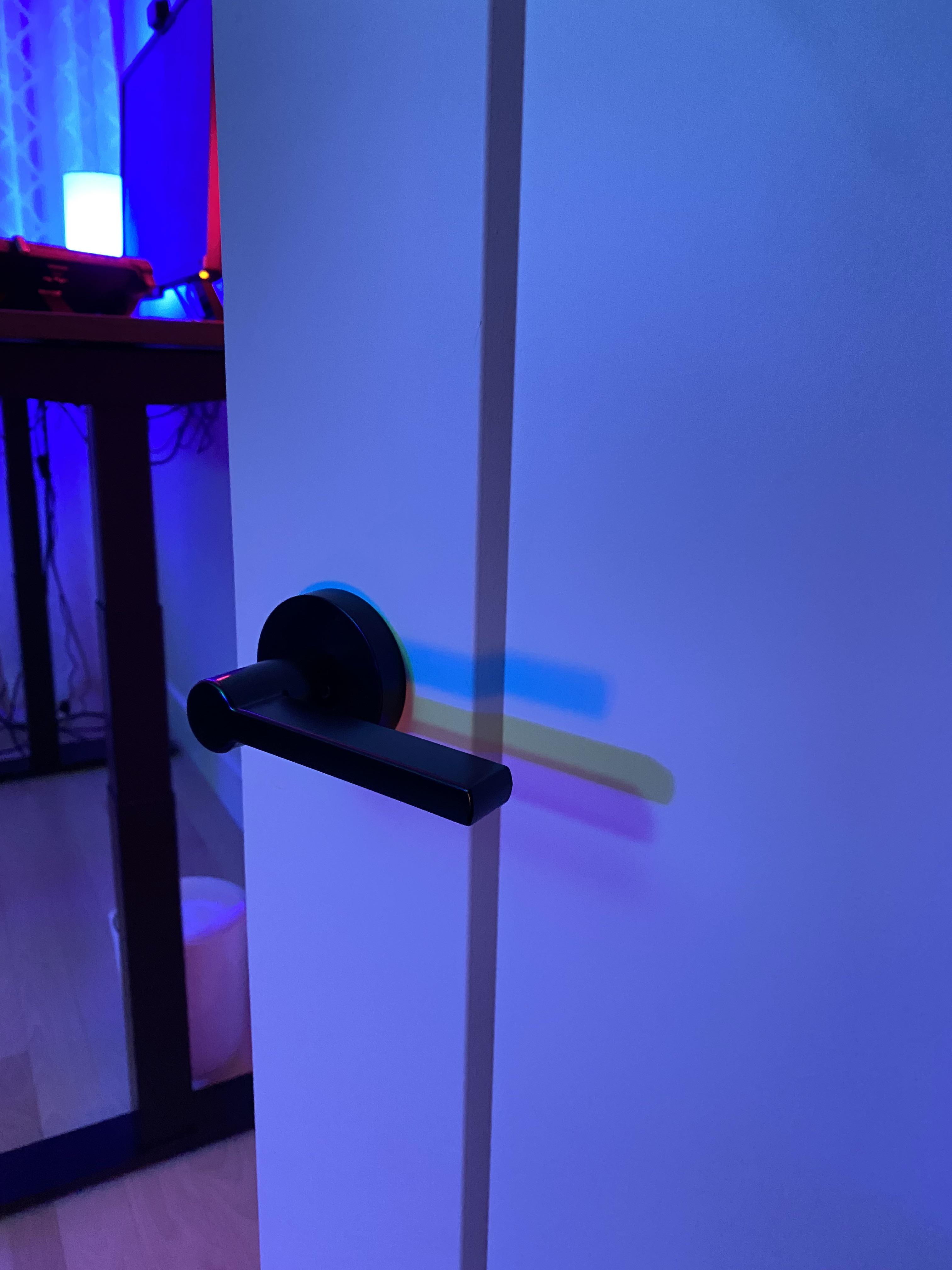 The shadow from my RGB lights room r/mildlyinteresting