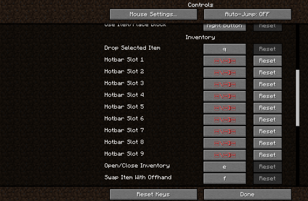I need help with settings my inventory hotkeys, now the numbers are