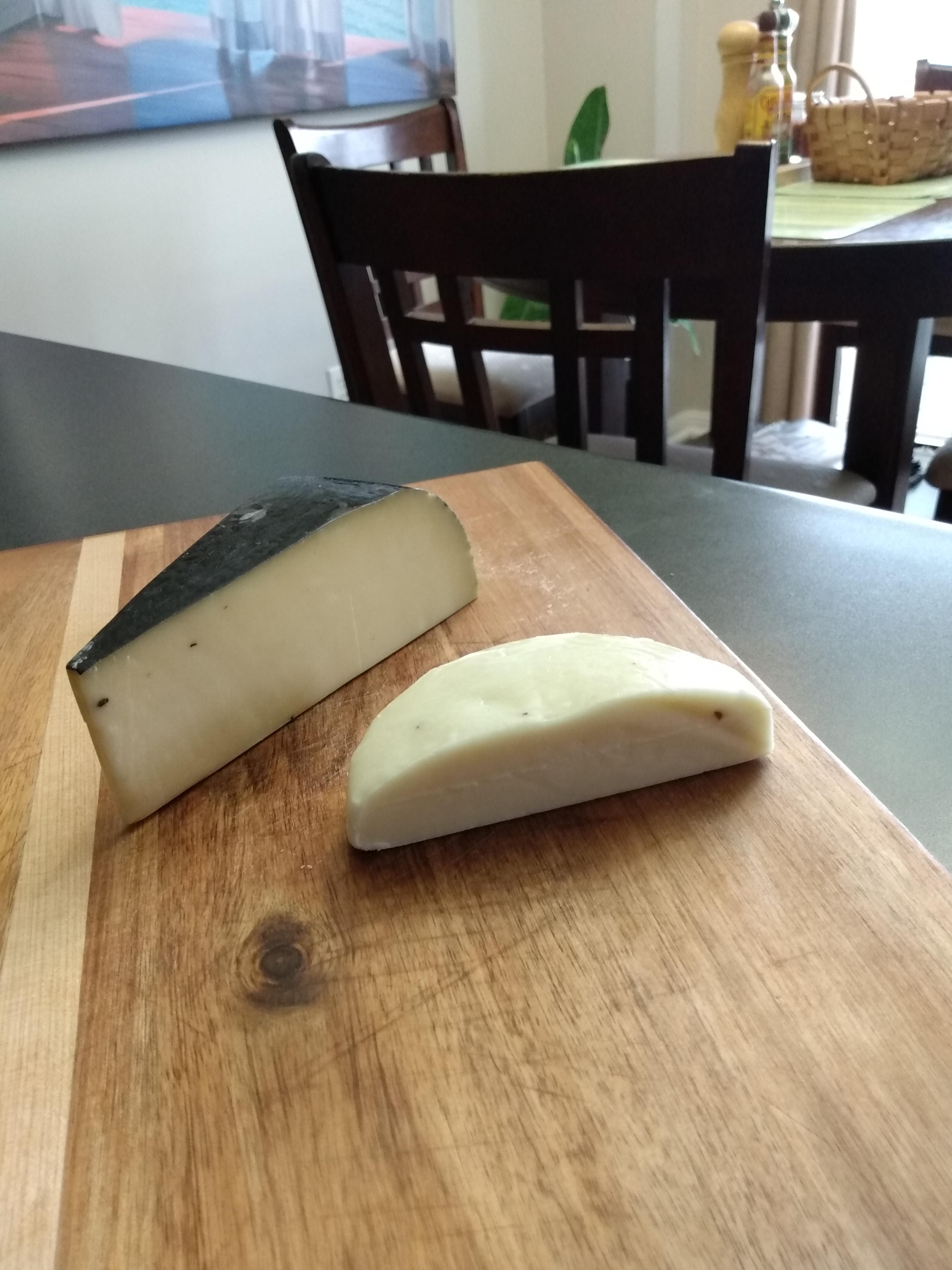 Gouda w/ black truffle and Pecorino w/ truffles r/Cheese