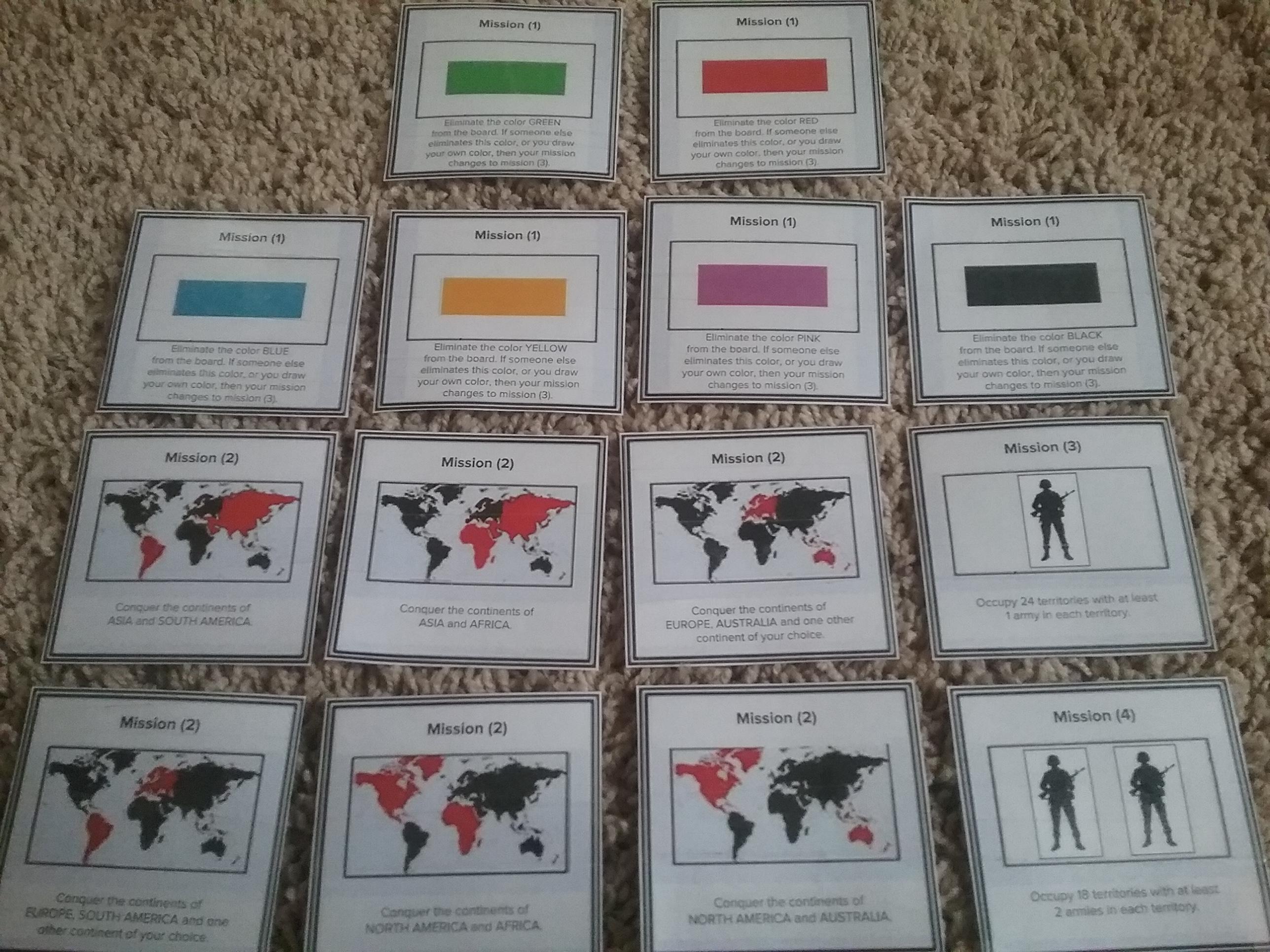 Custom Risk Secret Mission Cards r/Risk