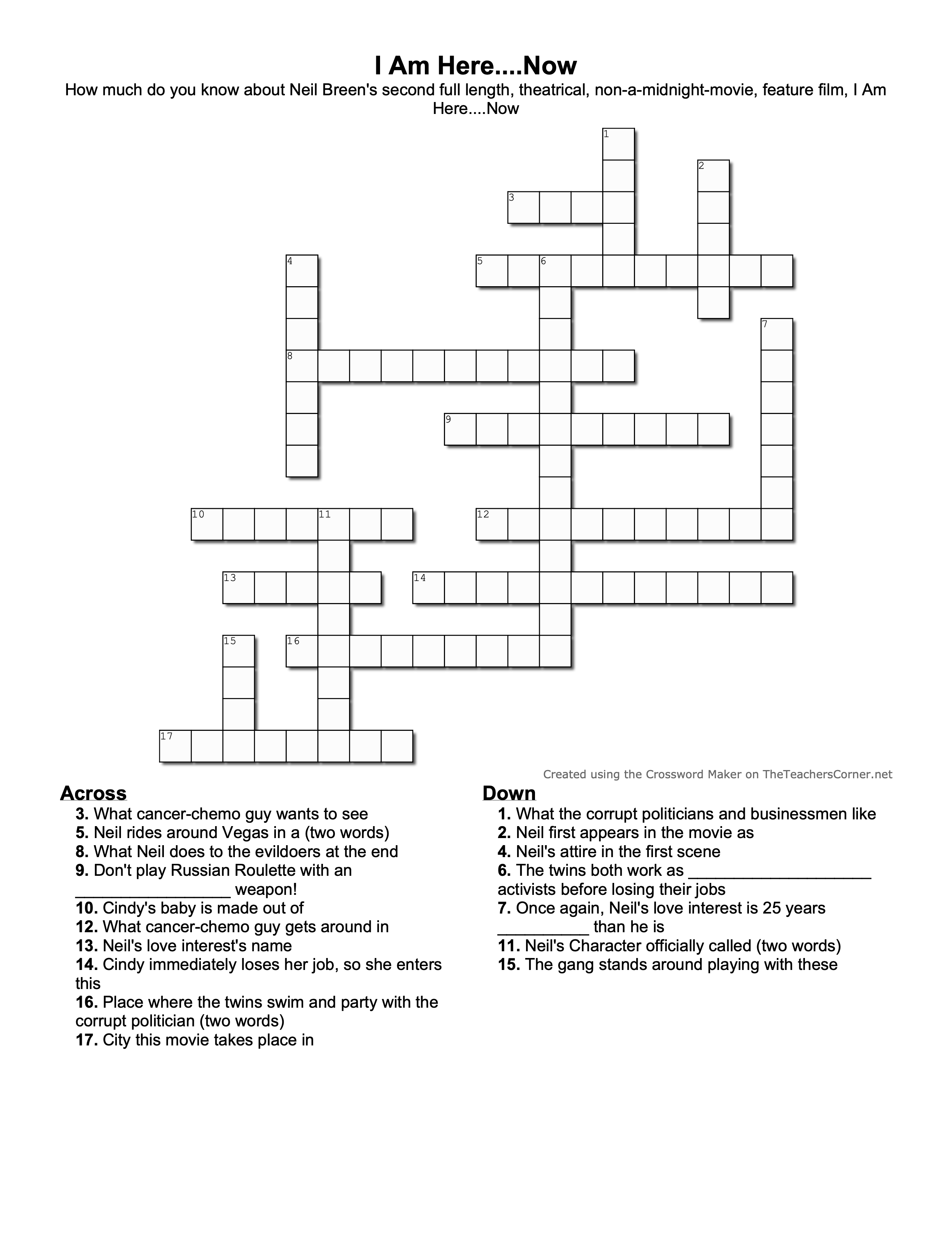 I Am Here....Now Crossword Puzzle : r/NeilBreen