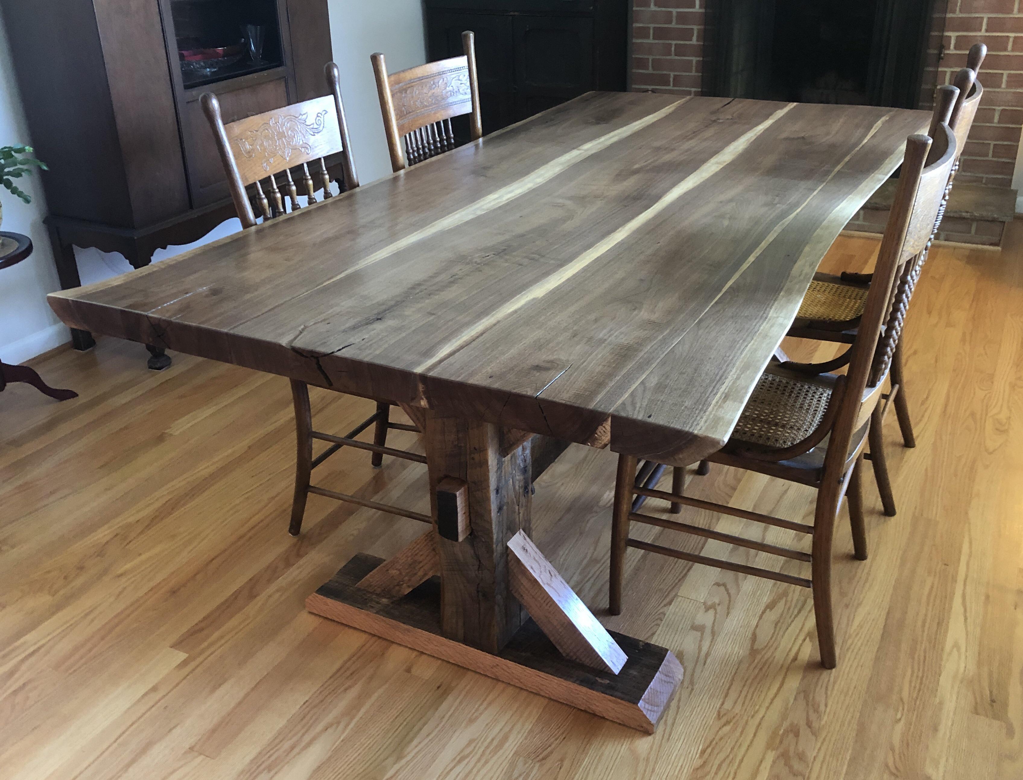 Black Walnut Trestle Dining Table. My first commissioned piece! r