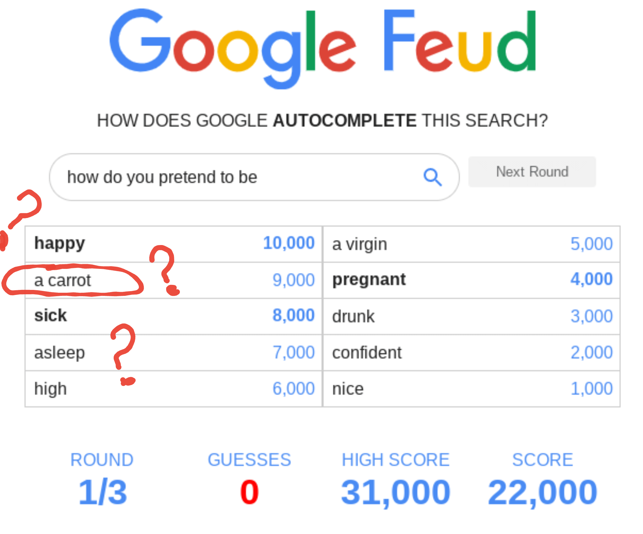 I was playing google feud...
