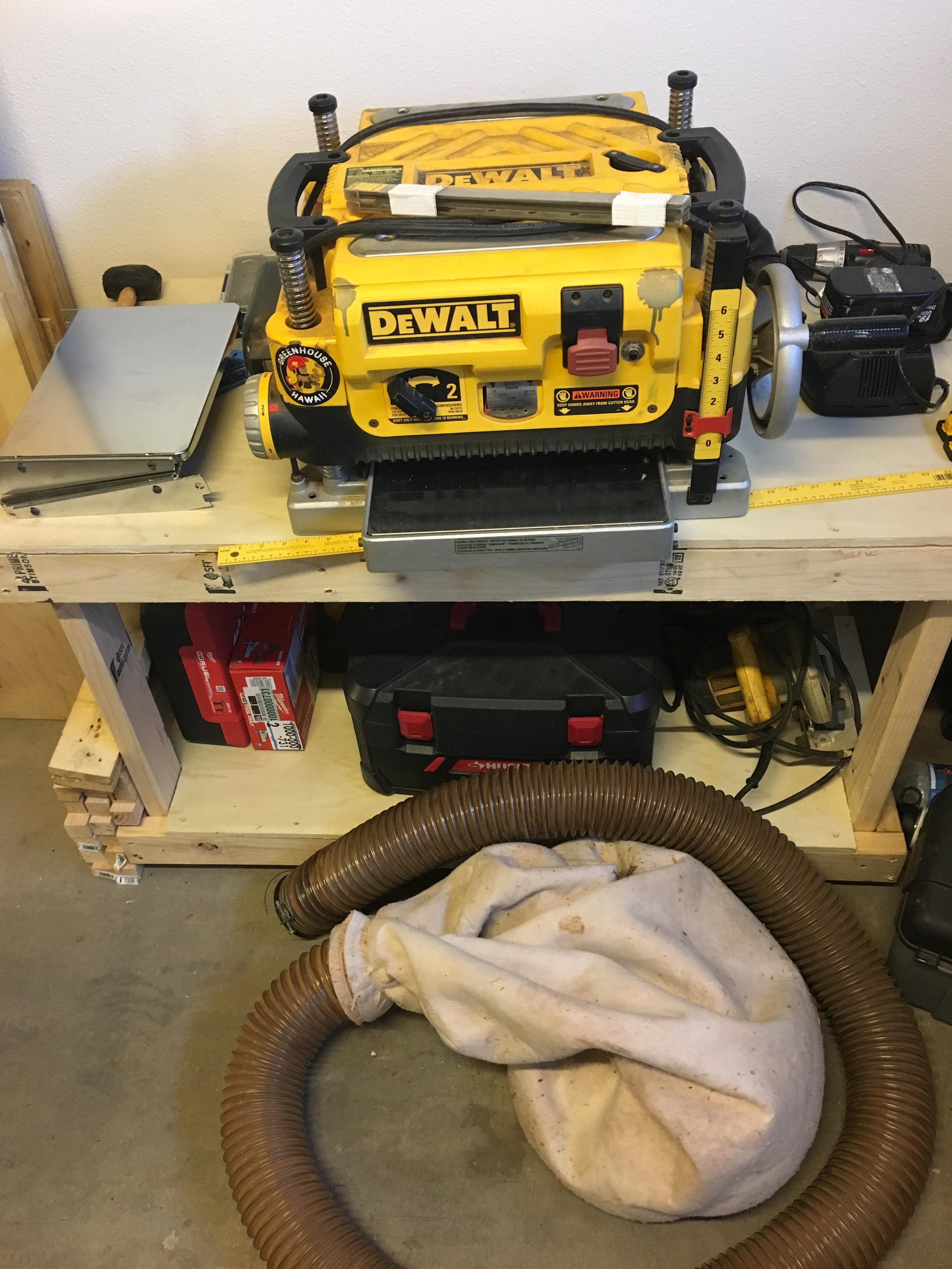 My “new” planer. Came with 3 sets of blades, a dust collection hose/bag