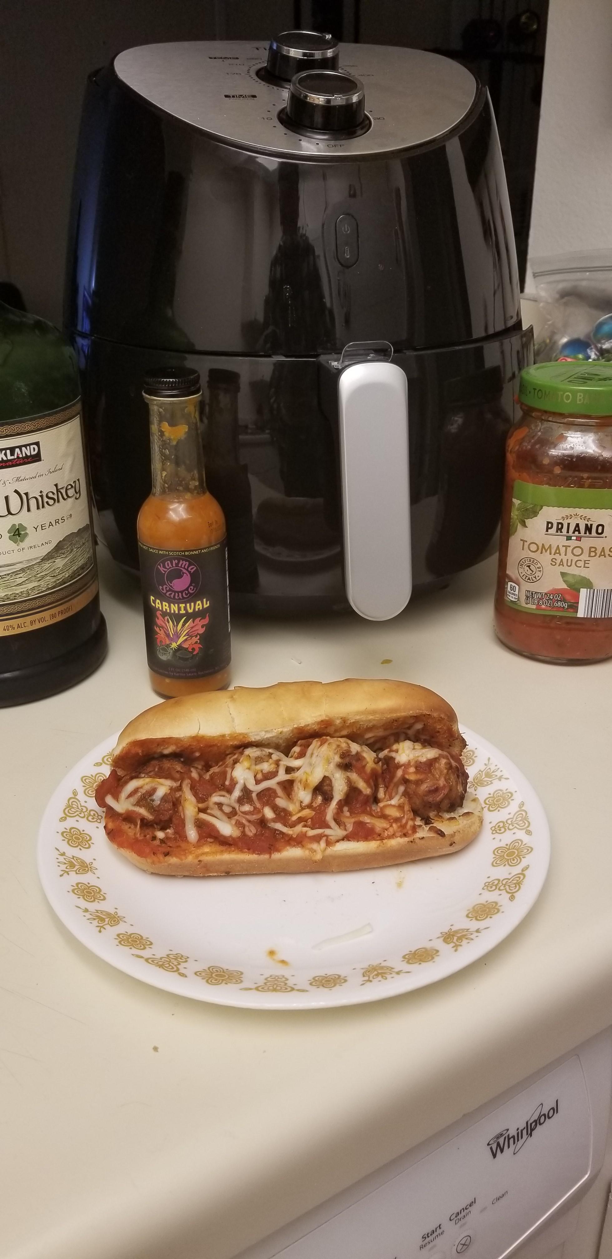 Meatball Sub in the Air Fryer With Buttered & Baked Buns At 2am Last